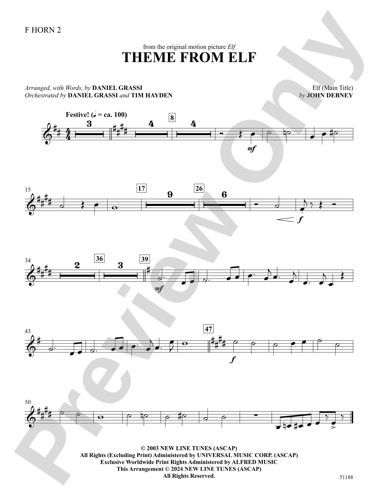 Theme from Elf: 2nd F Horn