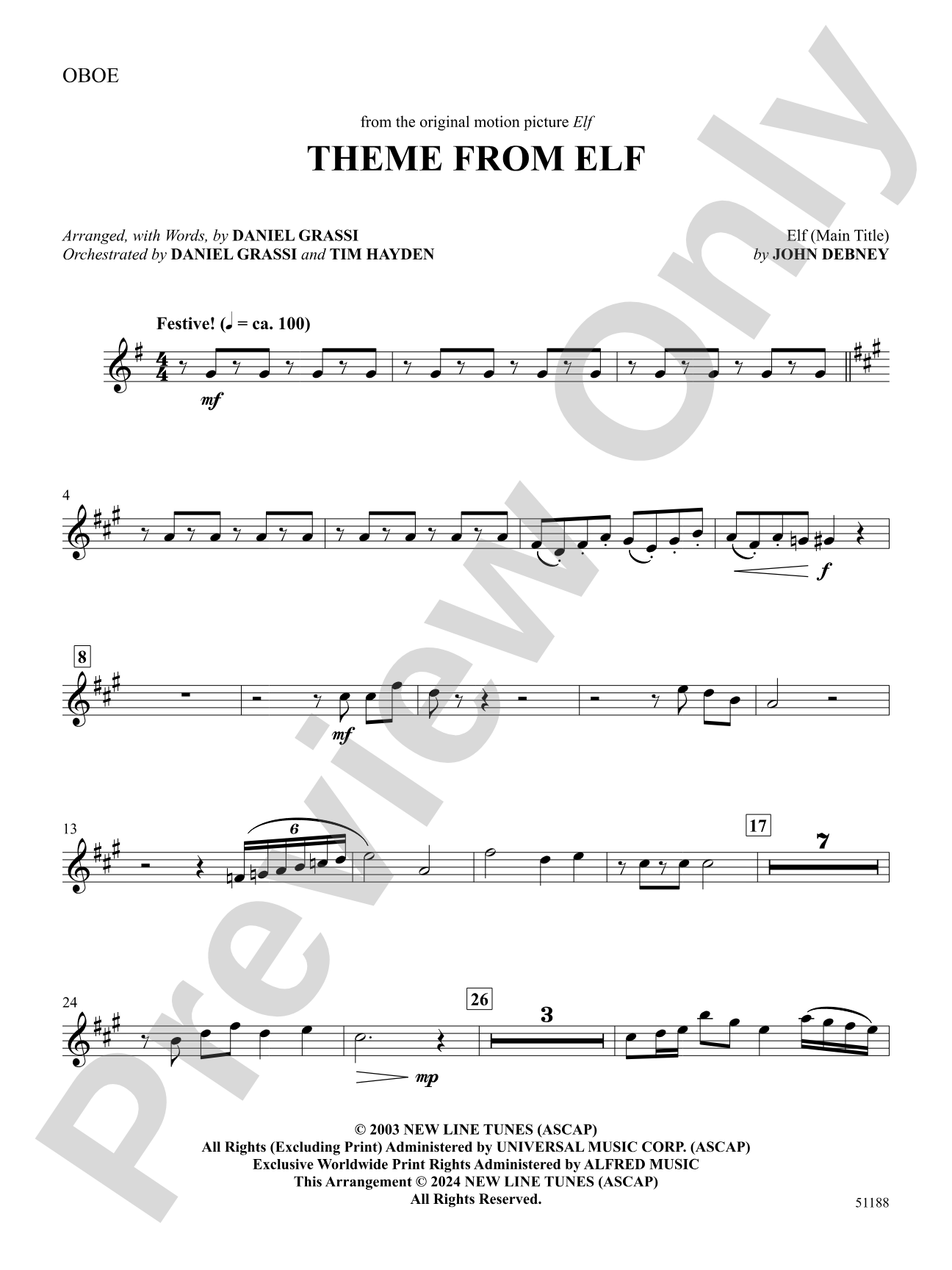 Theme from Elf: Oboe