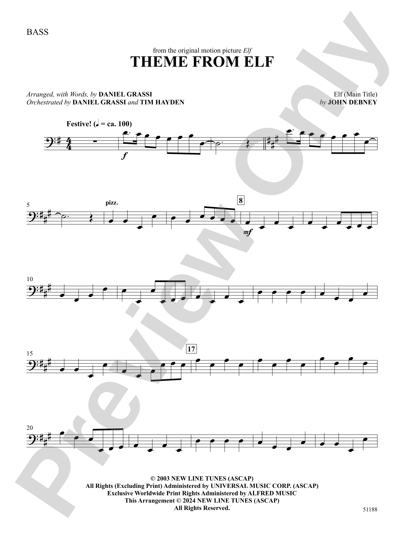 Theme from Elf: String Bass