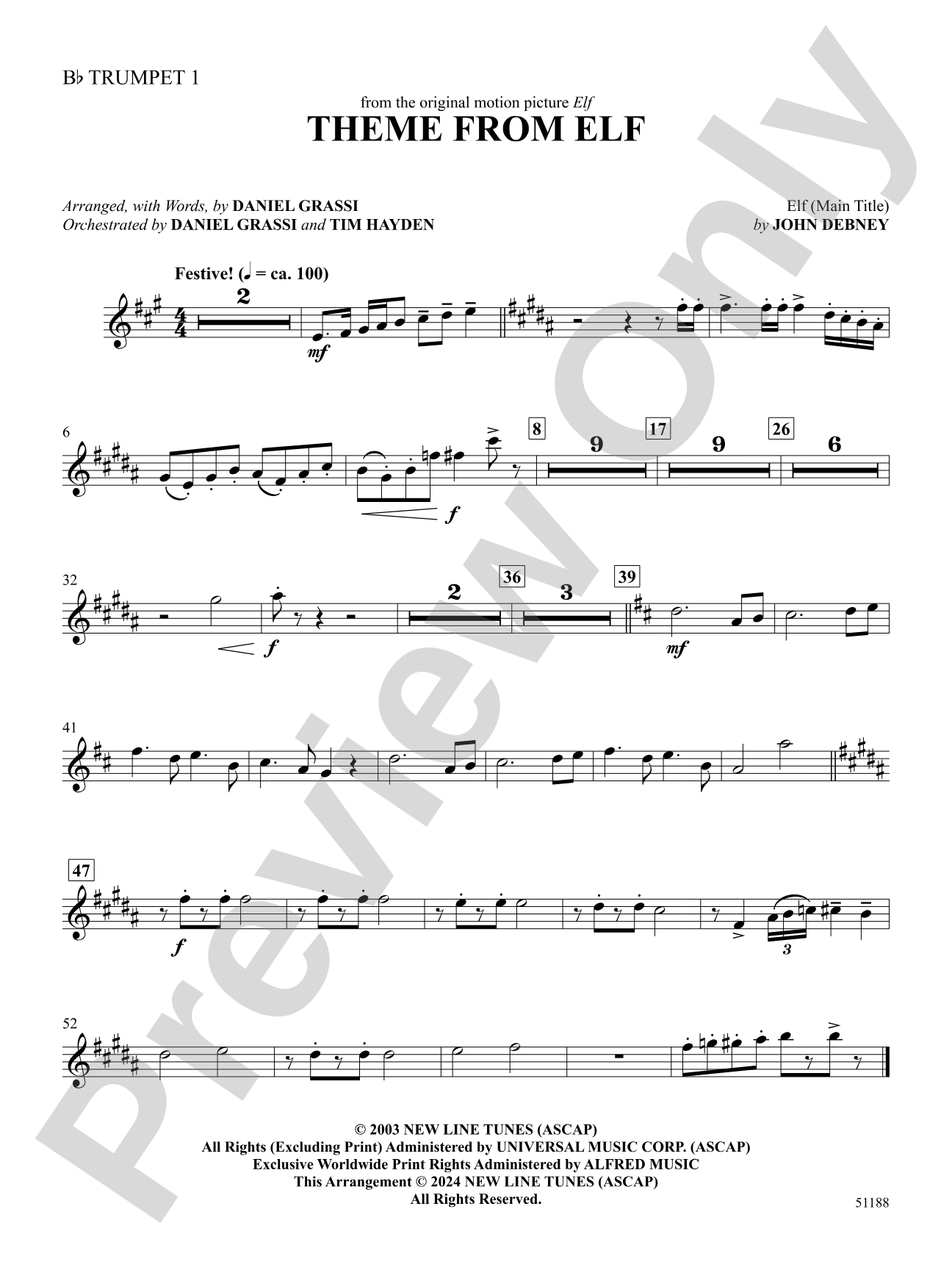 Theme from Elf: 1st B-flat Trumpet