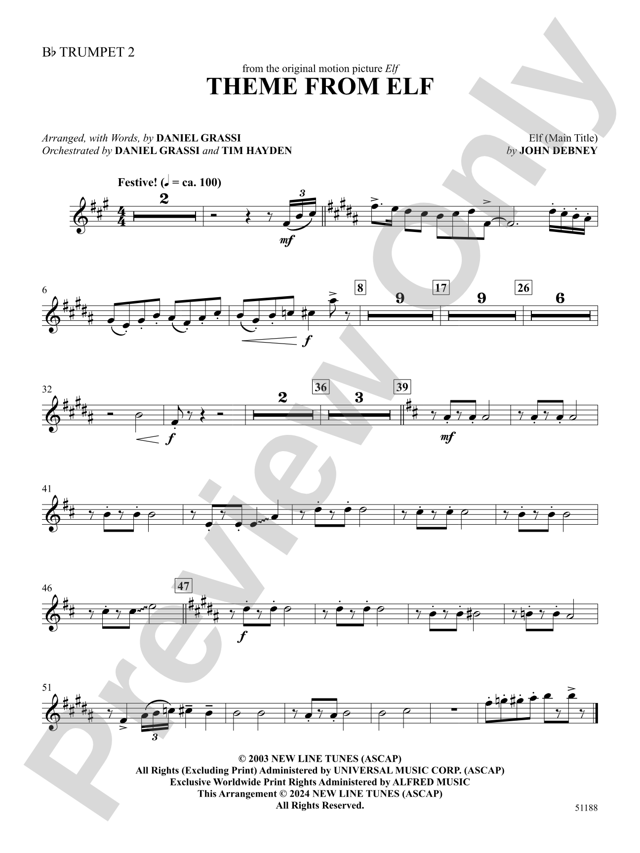 Theme from Elf: 2nd B-flat Trumpet