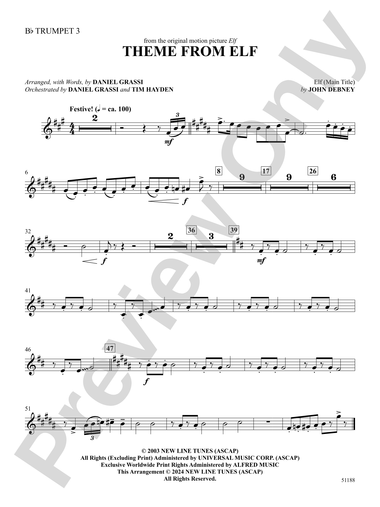 Theme from Elf: 3rd B-flat Trumpet