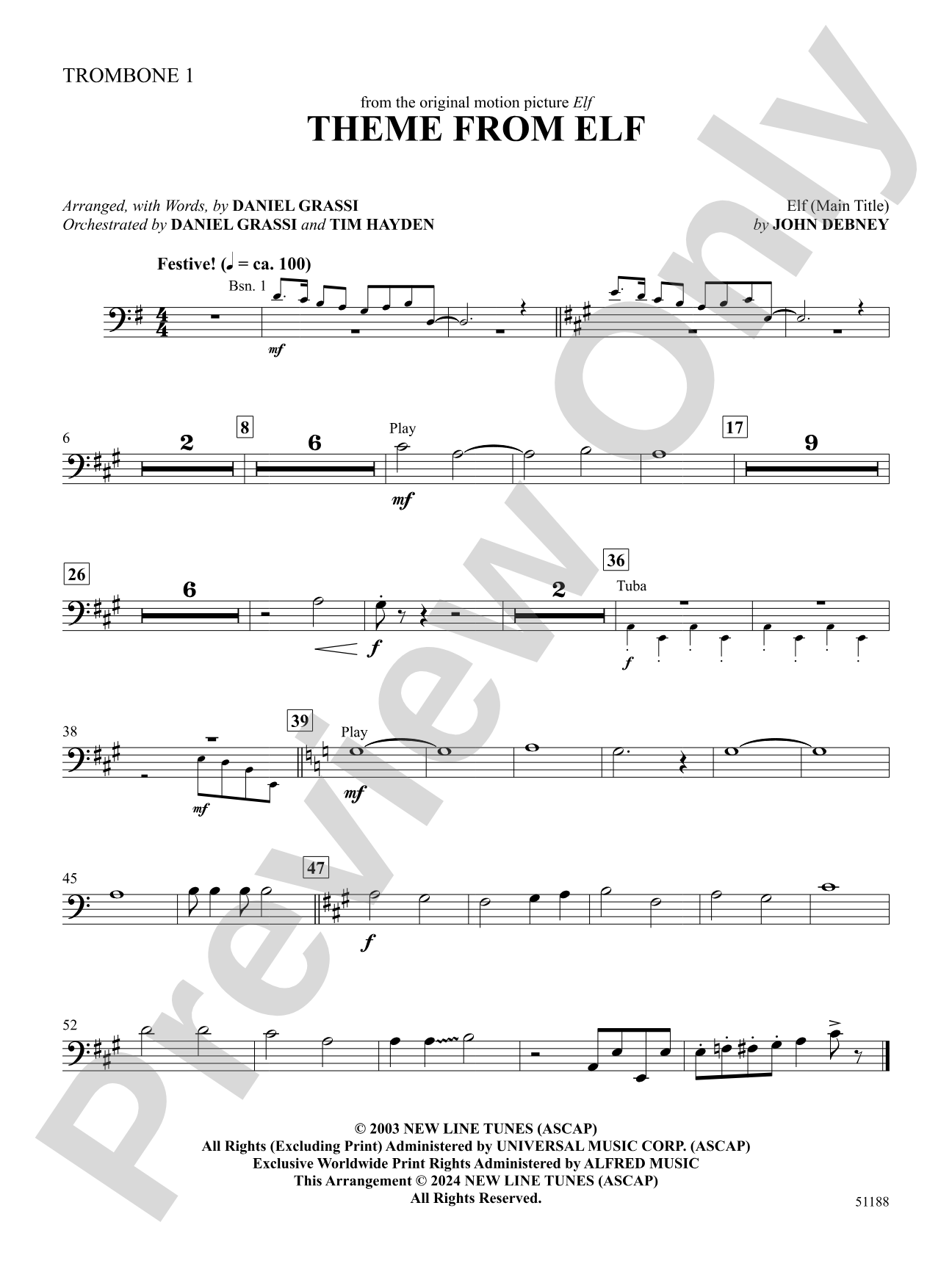 Theme from Elf: 1st Trombone