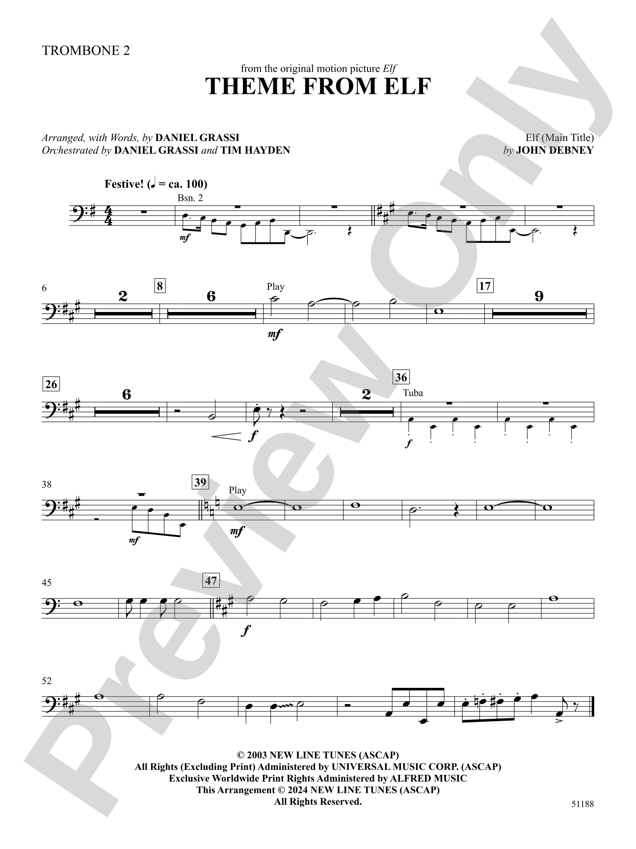 Theme from Elf: 2nd Trombone