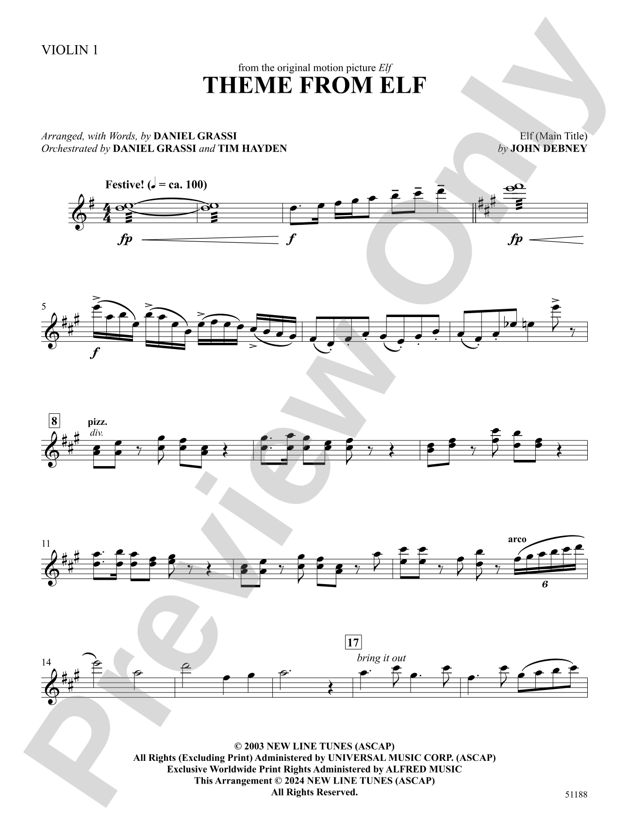 Theme from Elf: 1st Violin