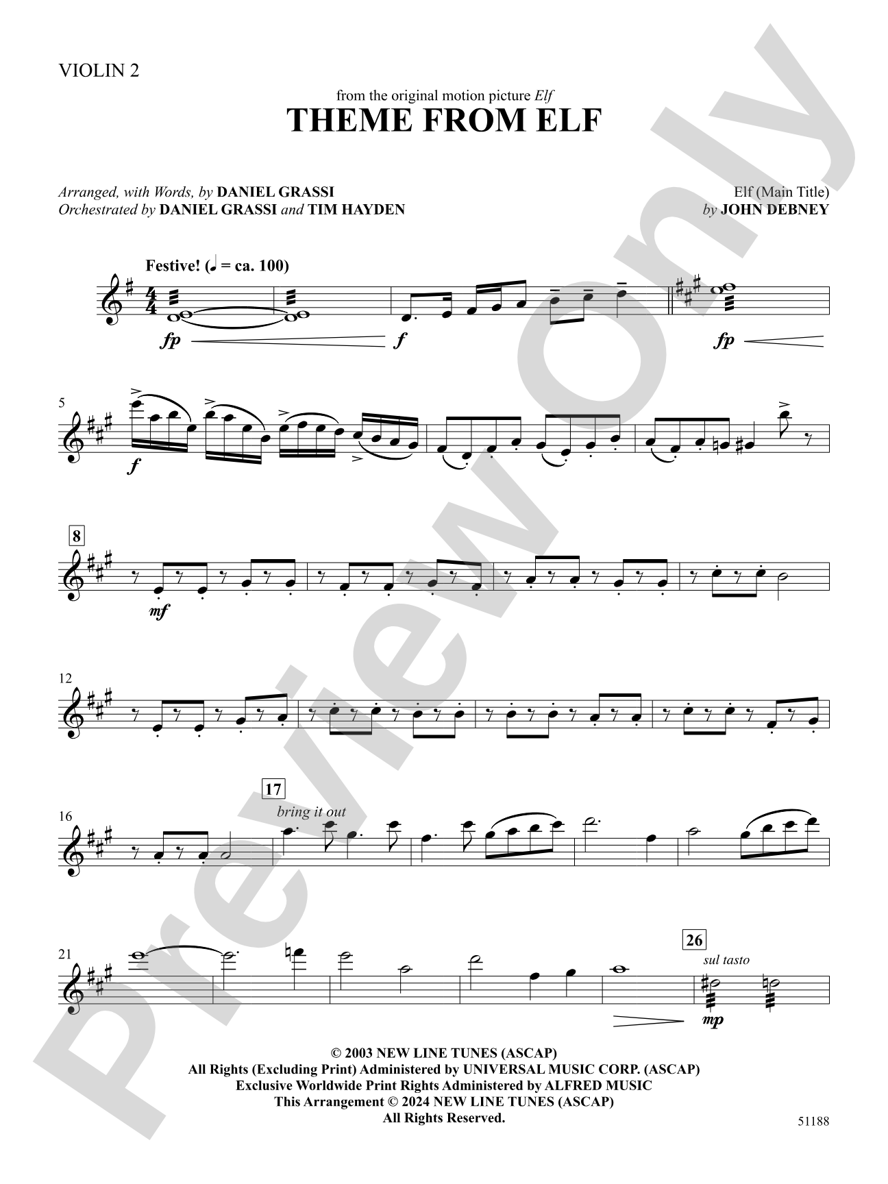 Theme from Elf: 2nd Violin
