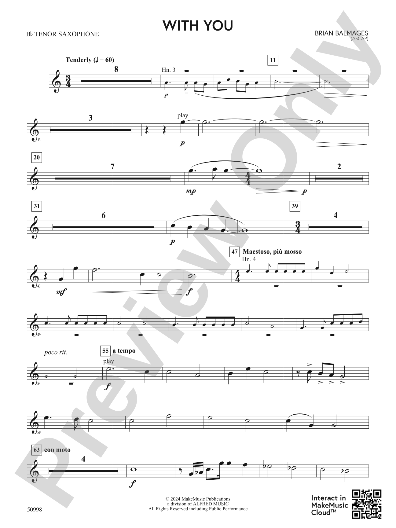 With You: B-flat Tenor Saxophone