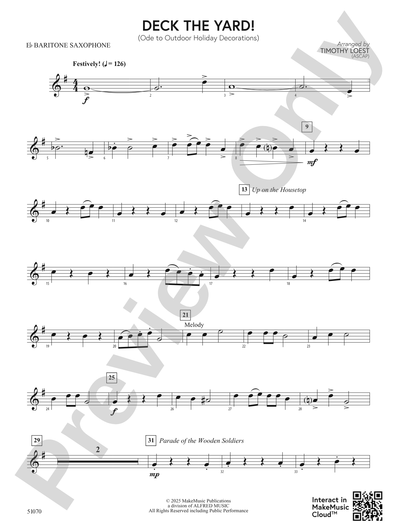 Deck the Yard!: E-flat Baritone Saxophone