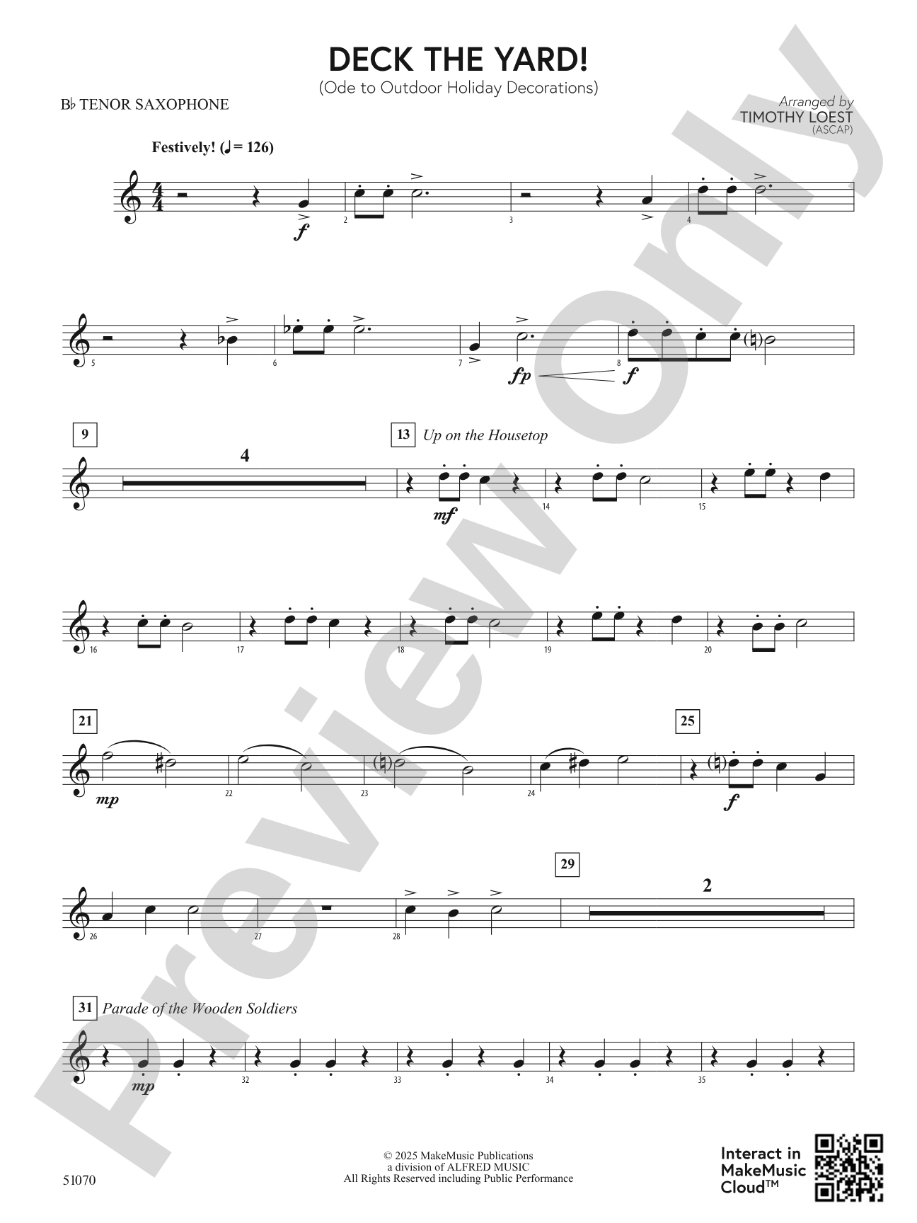 Deck the Yard!: B-flat Tenor Saxophone
