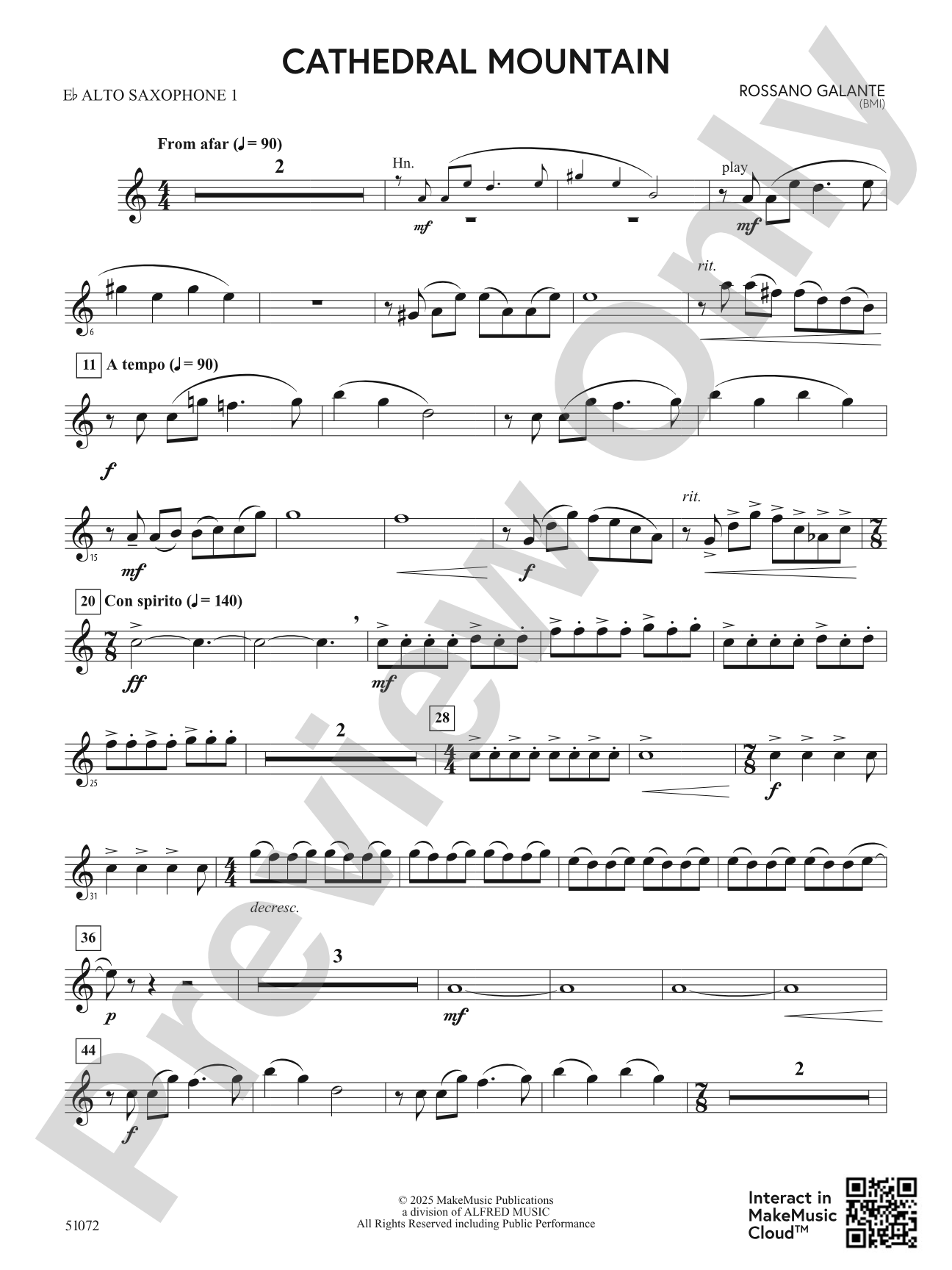 Cathedral Mountain: E-flat Alto Saxophone