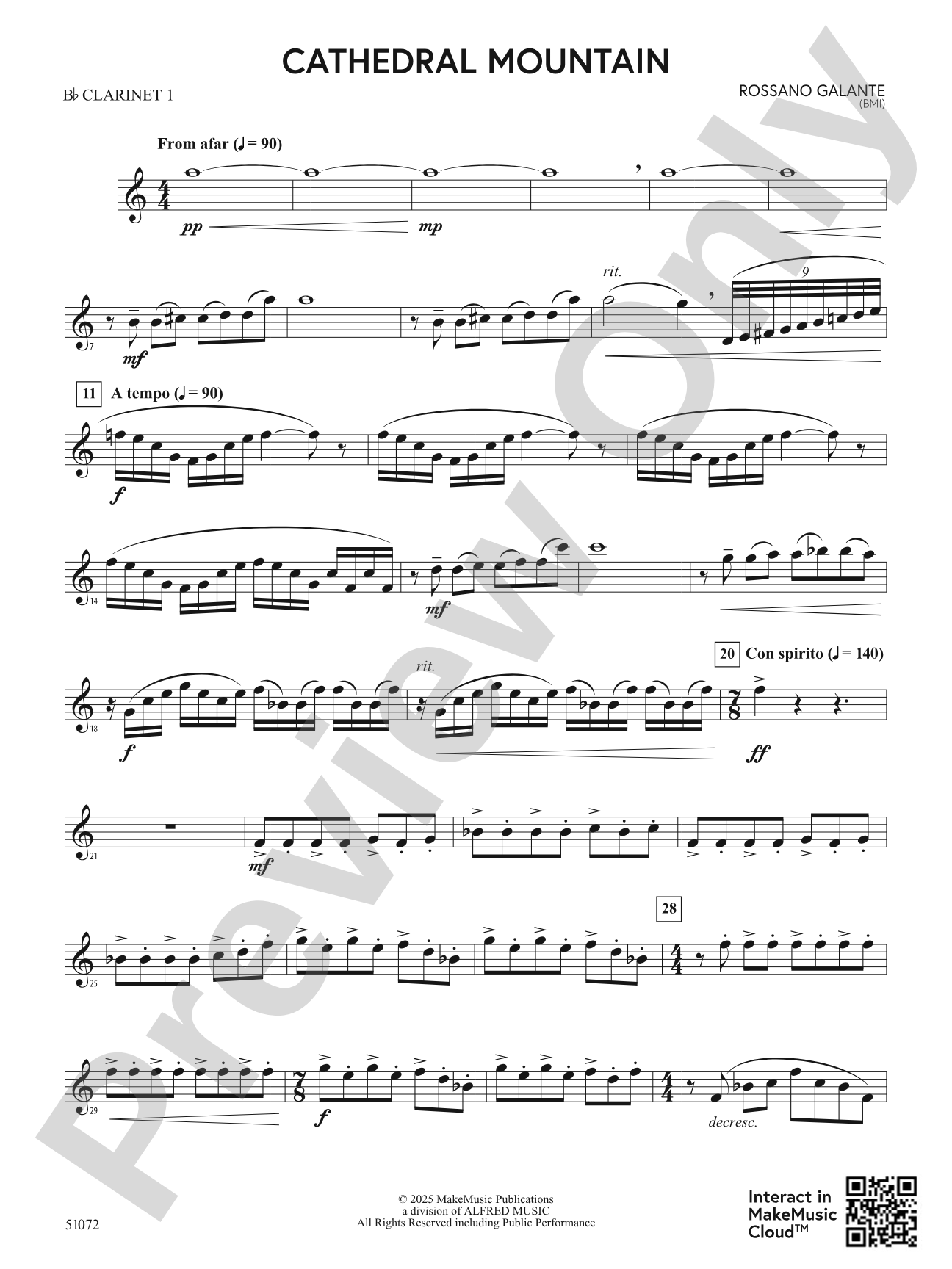 Cathedral Mountain: 1st B-flat Clarinet