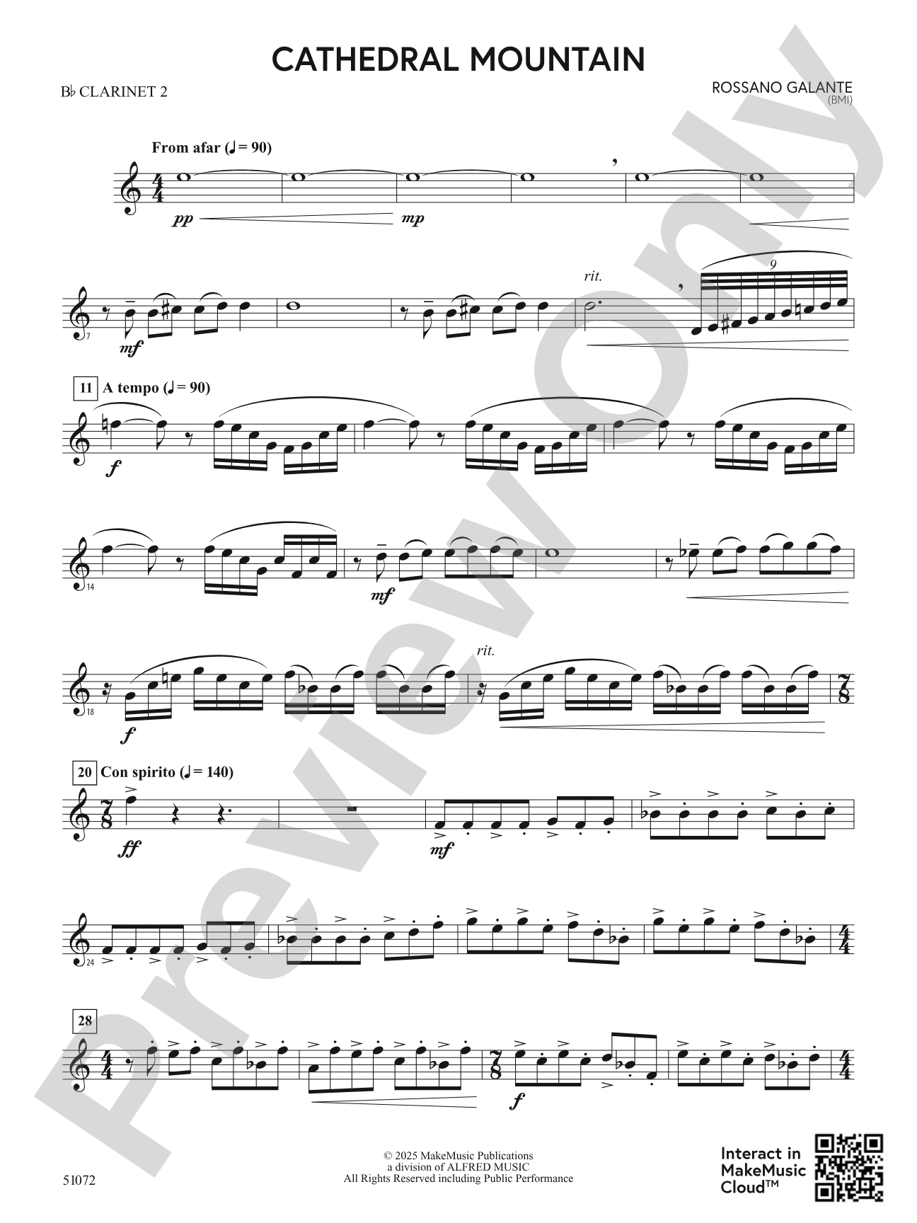 Cathedral Mountain: 2nd B-flat Clarinet