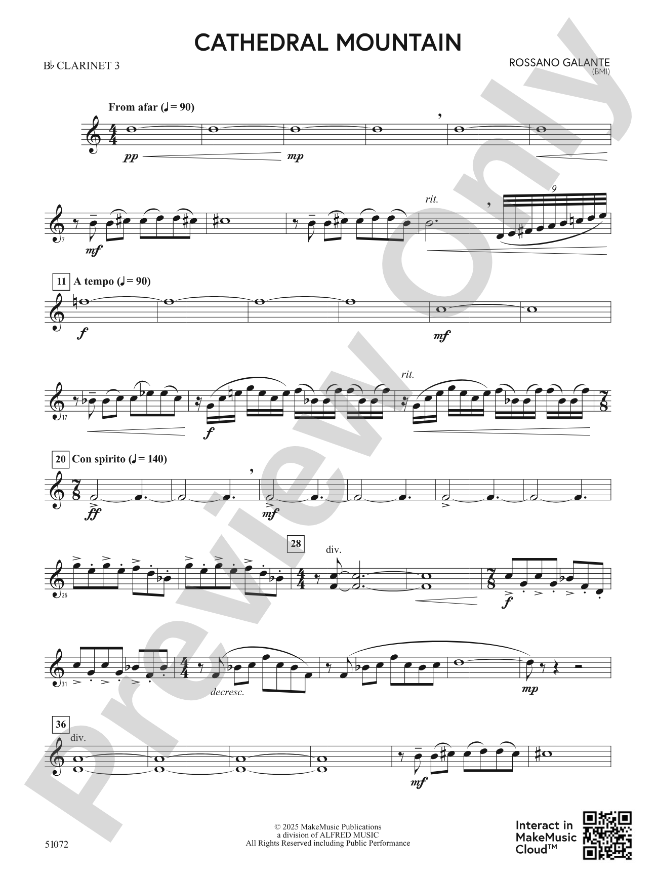 Cathedral Mountain: 3rd B-flat Clarinet