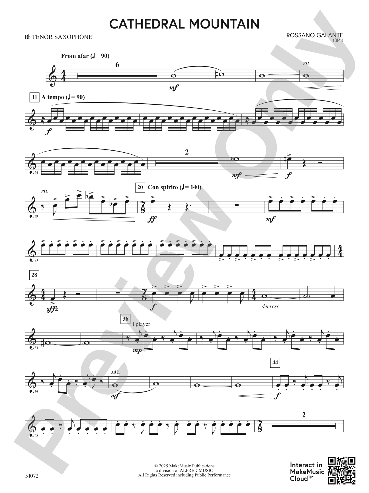 Cathedral Mountain: B-flat Tenor Saxophone