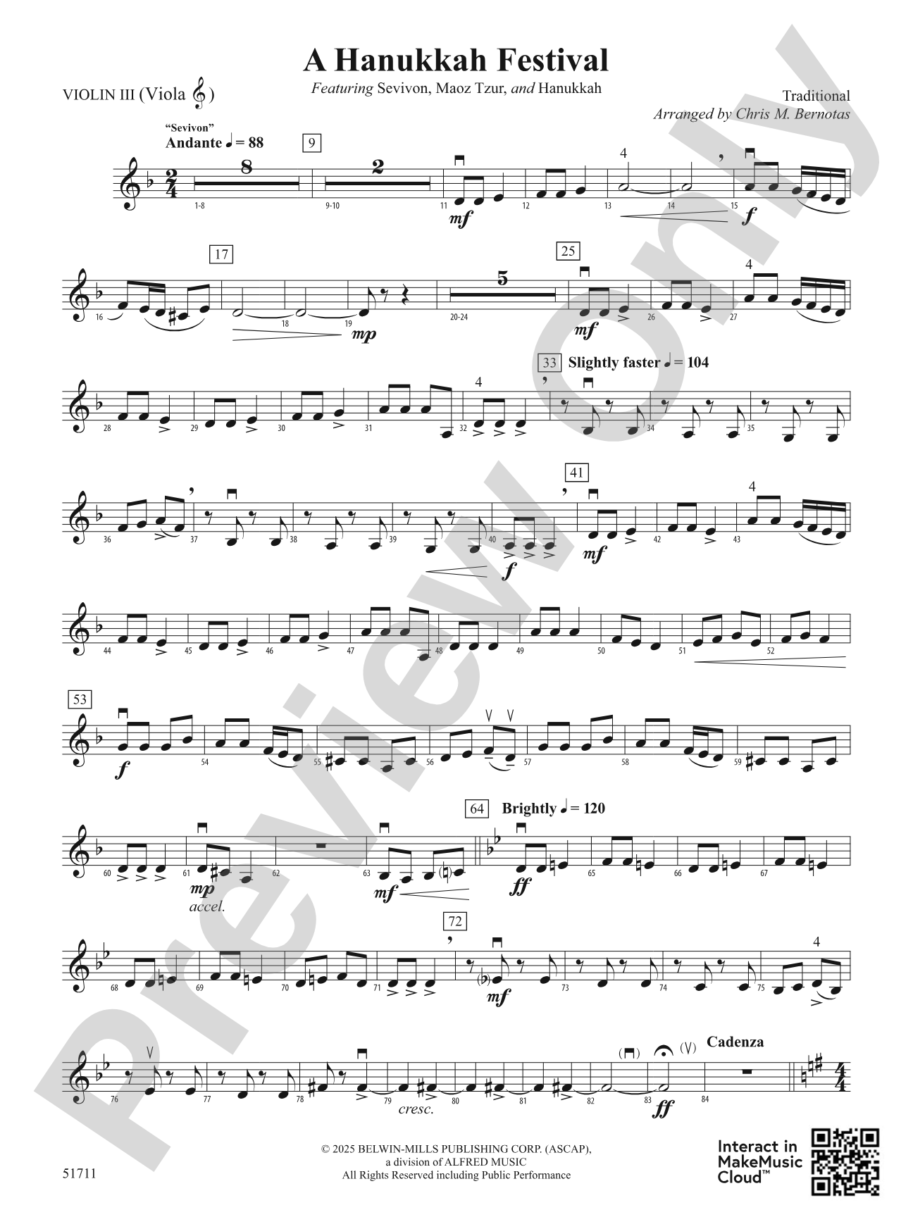 A Hanukkah Festival: 3rd Violin (Viola [TC])