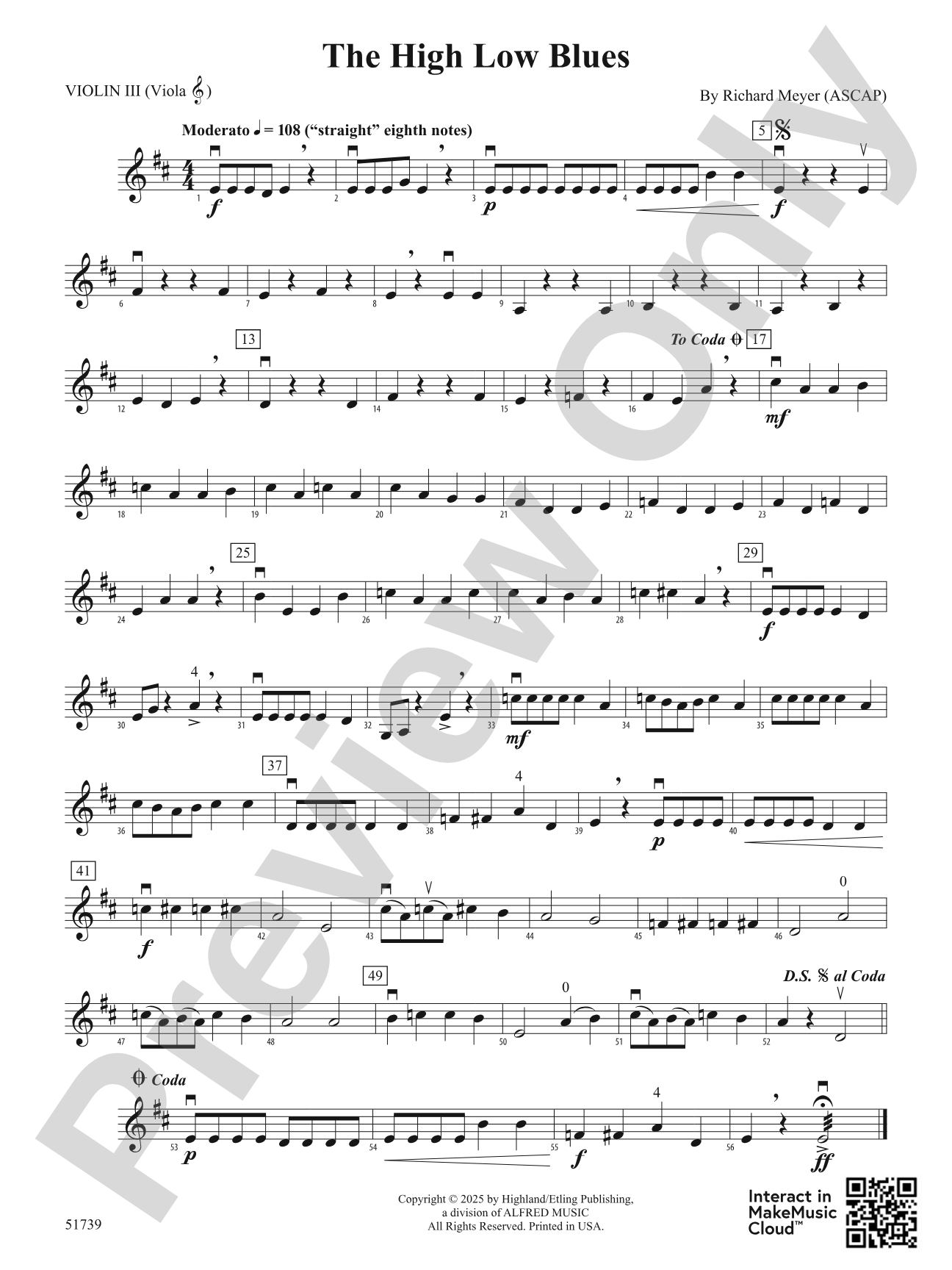 The High Low Blues: 3rd Violin (Viola [TC])