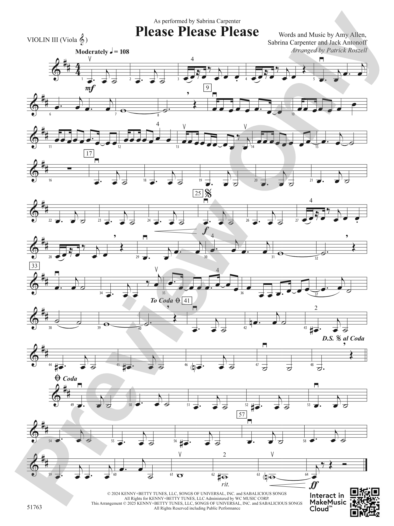 Please Please Please: 3rd Violin (Viola [TC])