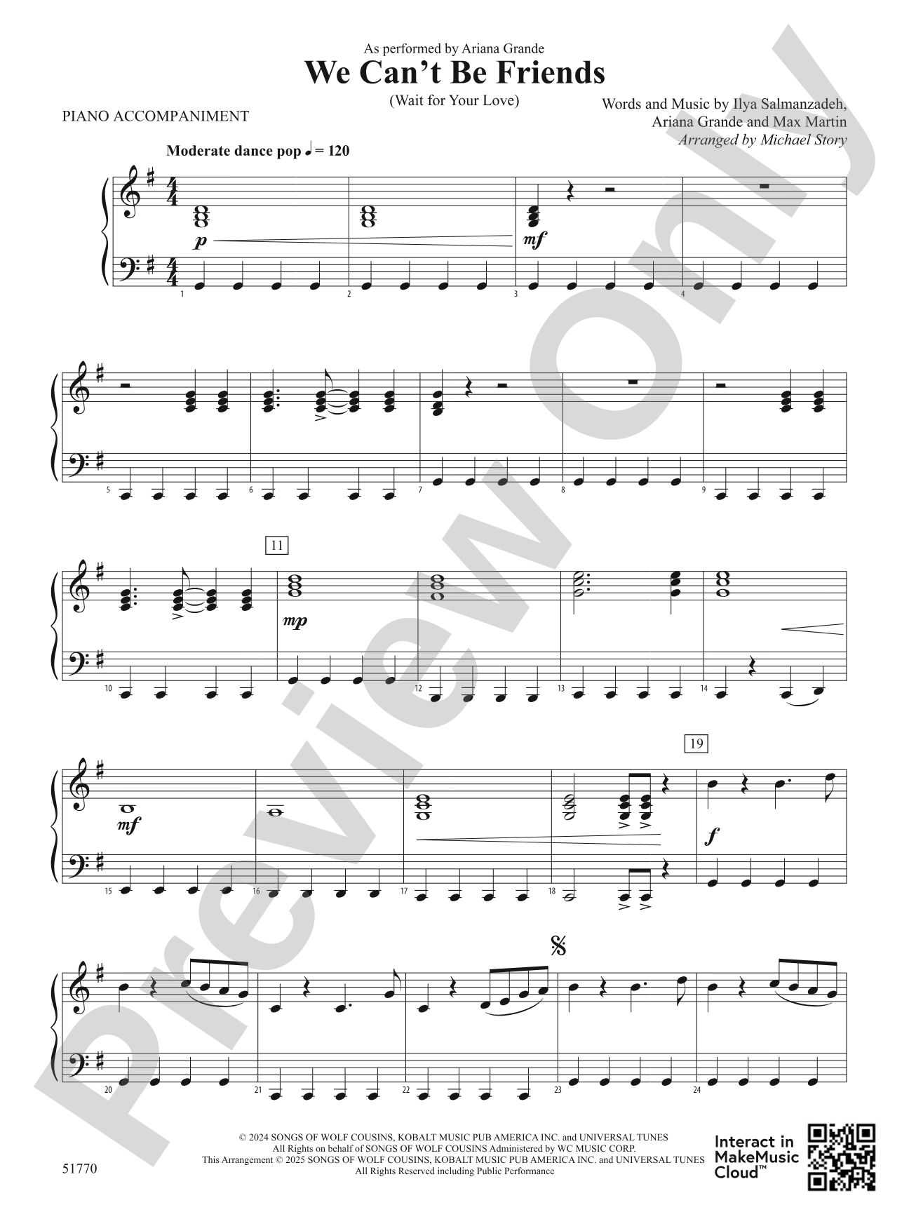 We Can't Be Friends: Piano Accompaniment