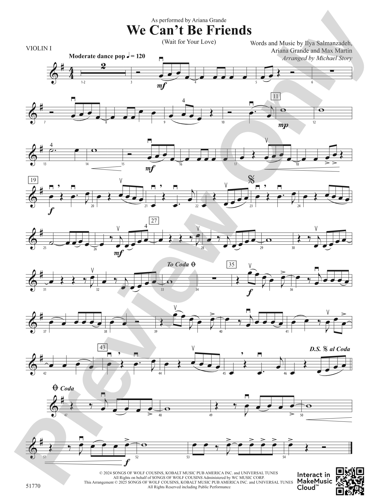 We Can't Be Friends: 1st Violin