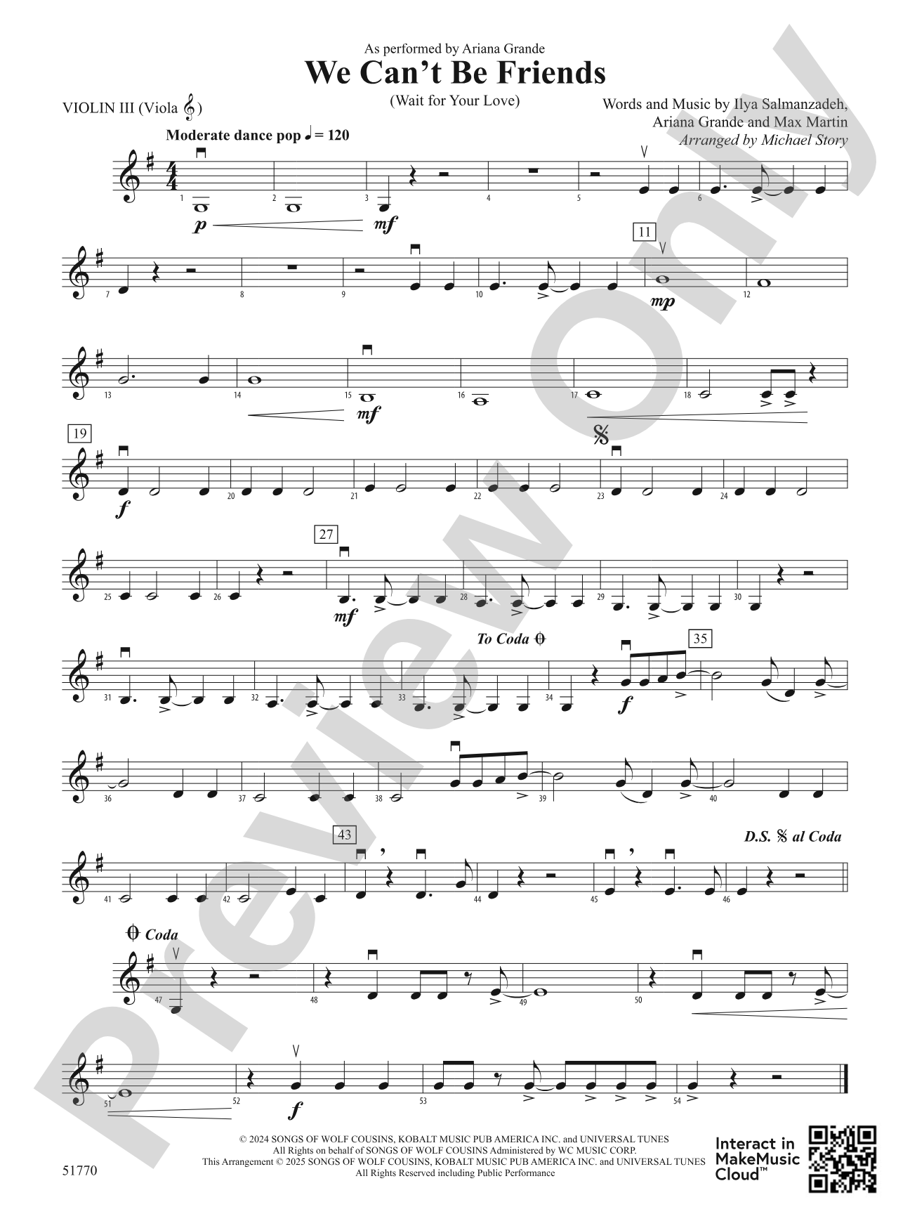 We Can't Be Friends: 3rd Violin (Viola [TC])