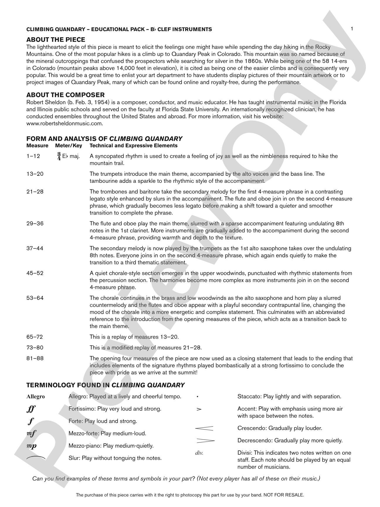 Climbing Quandary: Bb Educational Pack