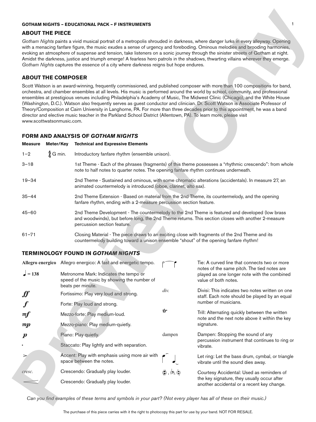 Gotham Nights: F Educational Pack