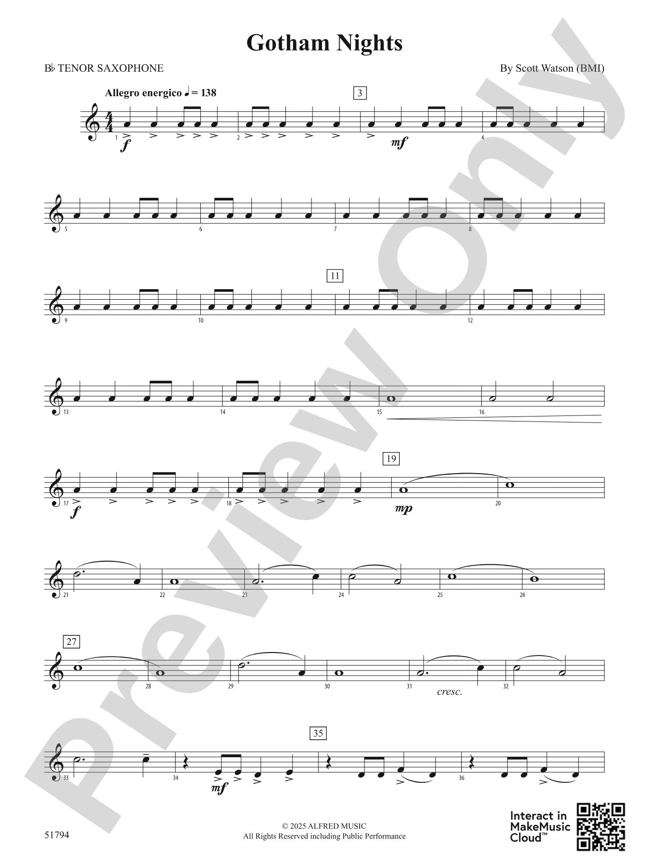Gotham Nights: B-flat Tenor Saxophone