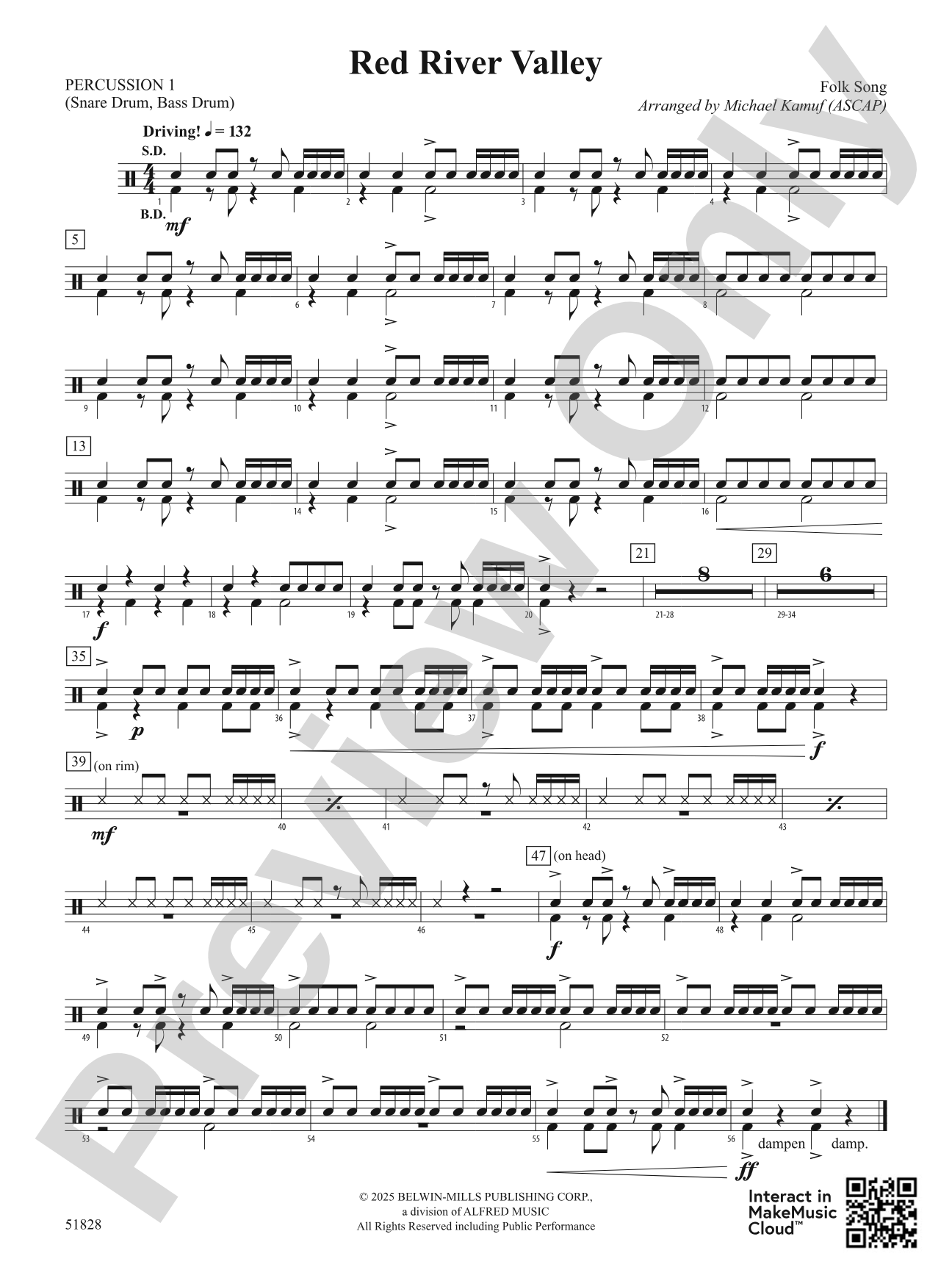 Red River Valley: 1st Percussion