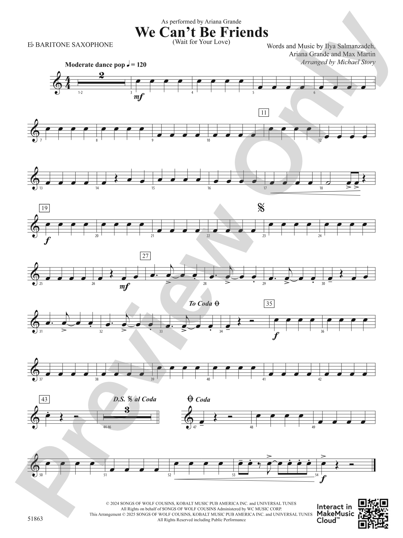 We Can't Be Friends: E-flat Baritone Saxophone