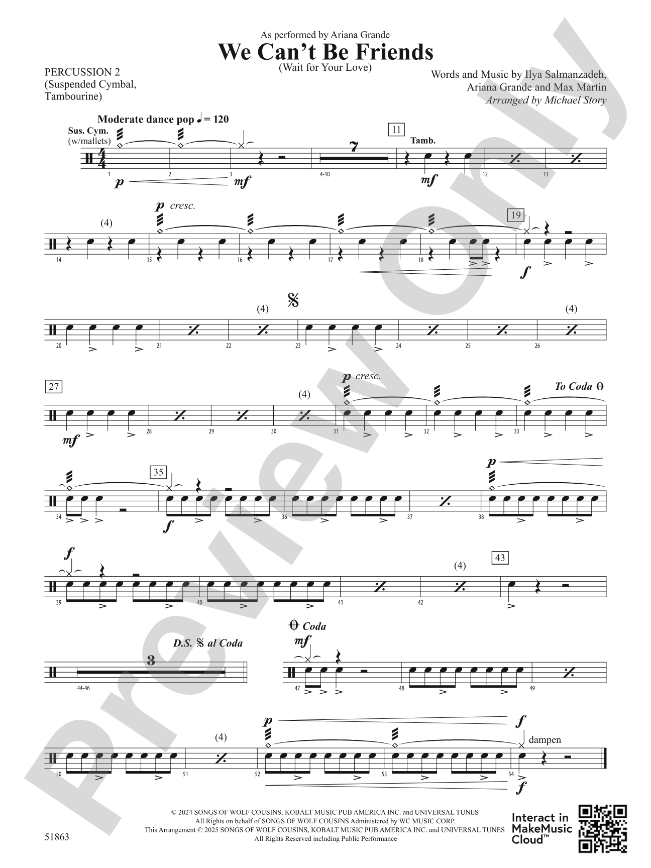 We Can't Be Friends: 2nd Percussion