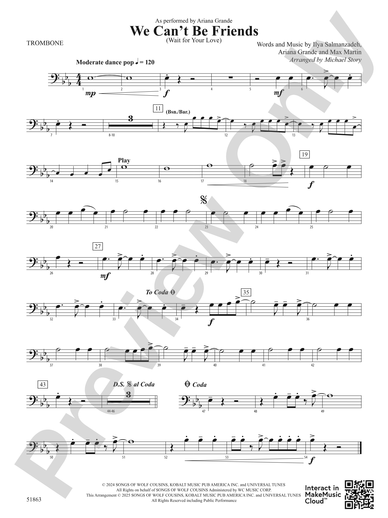 We Can't Be Friends: 1st Trombone