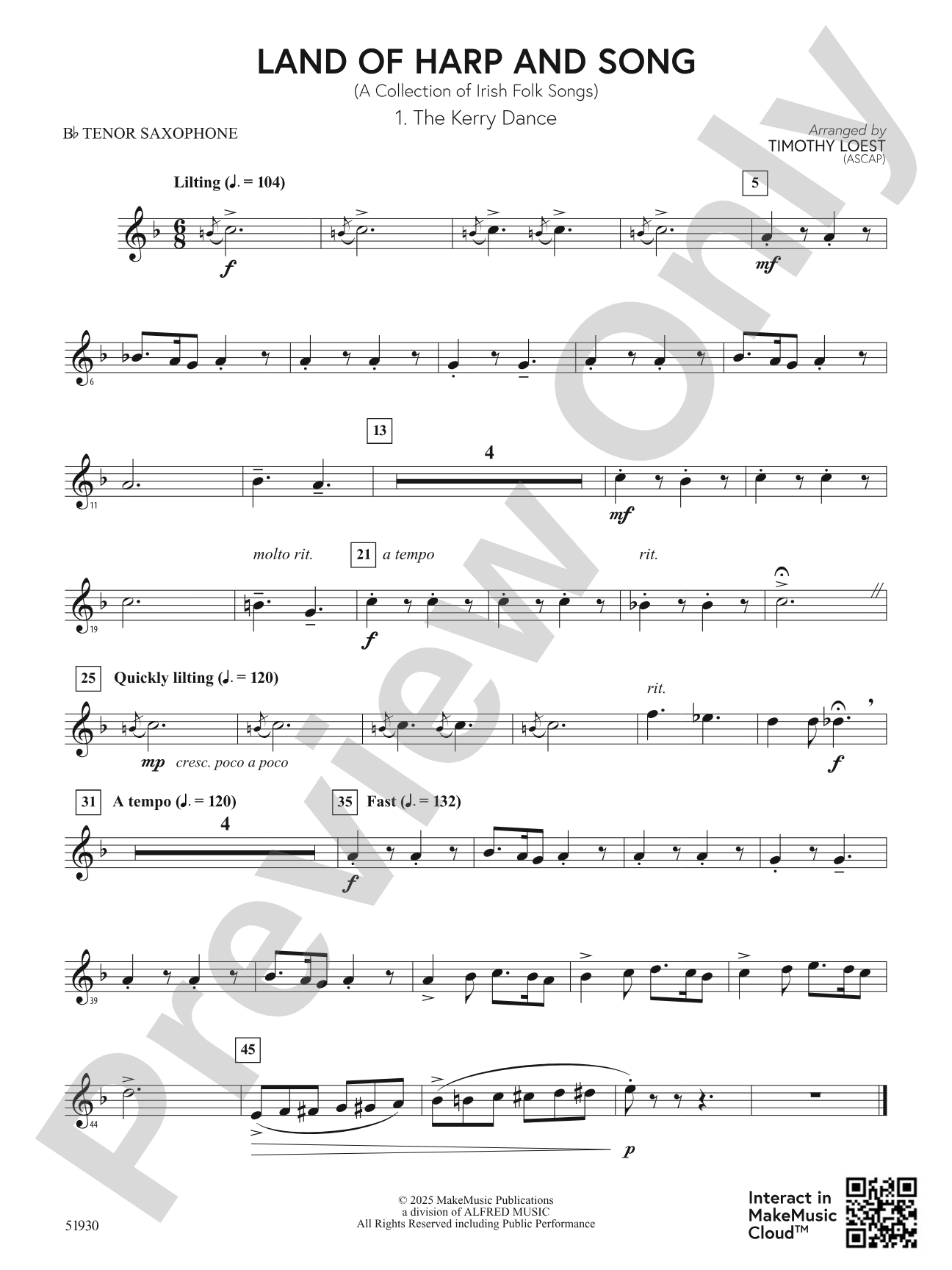 Land of Harp and Song: B-flat Tenor Saxophone