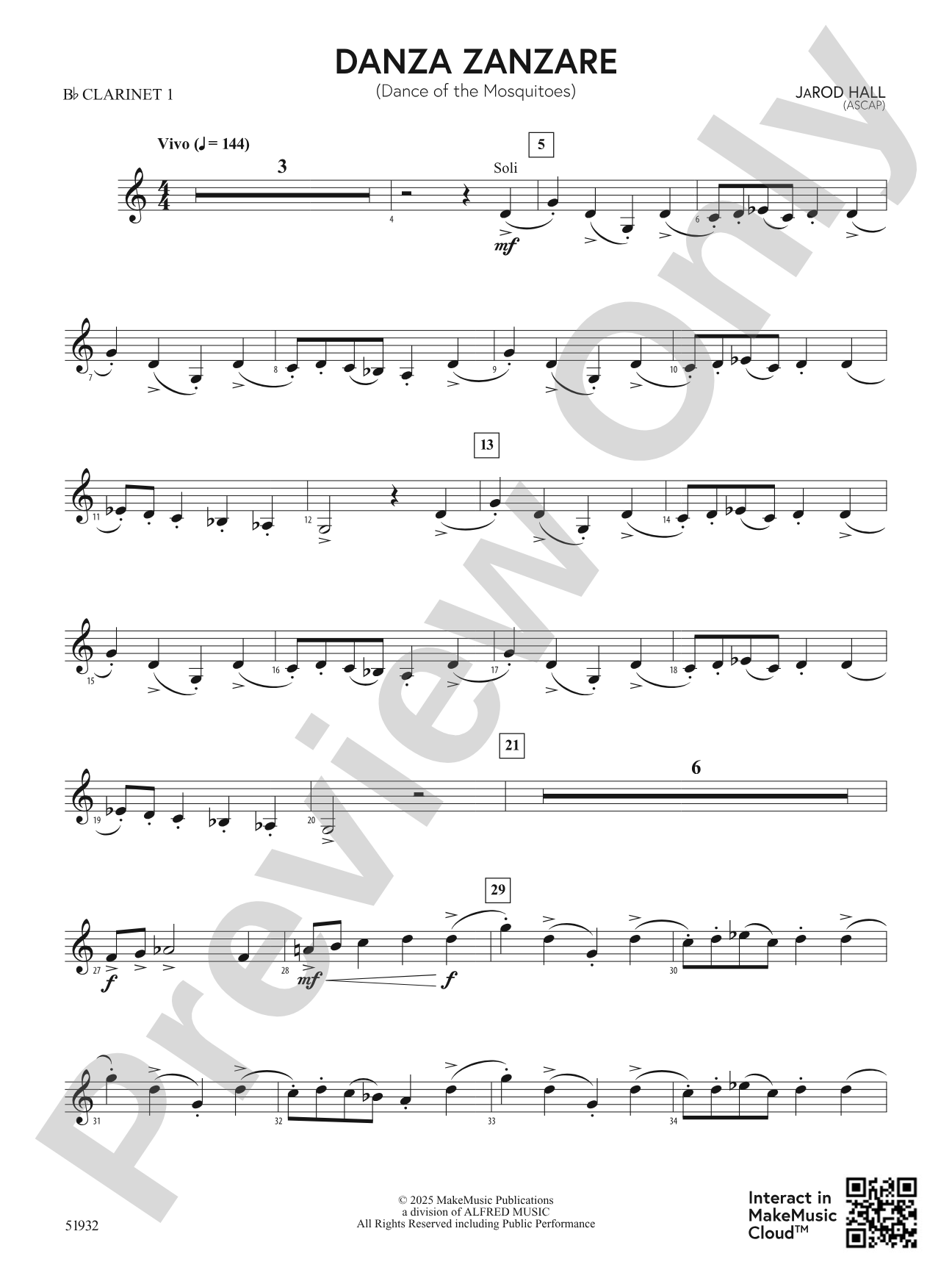 Danza Zanzare: 1st B-flat Clarinet
