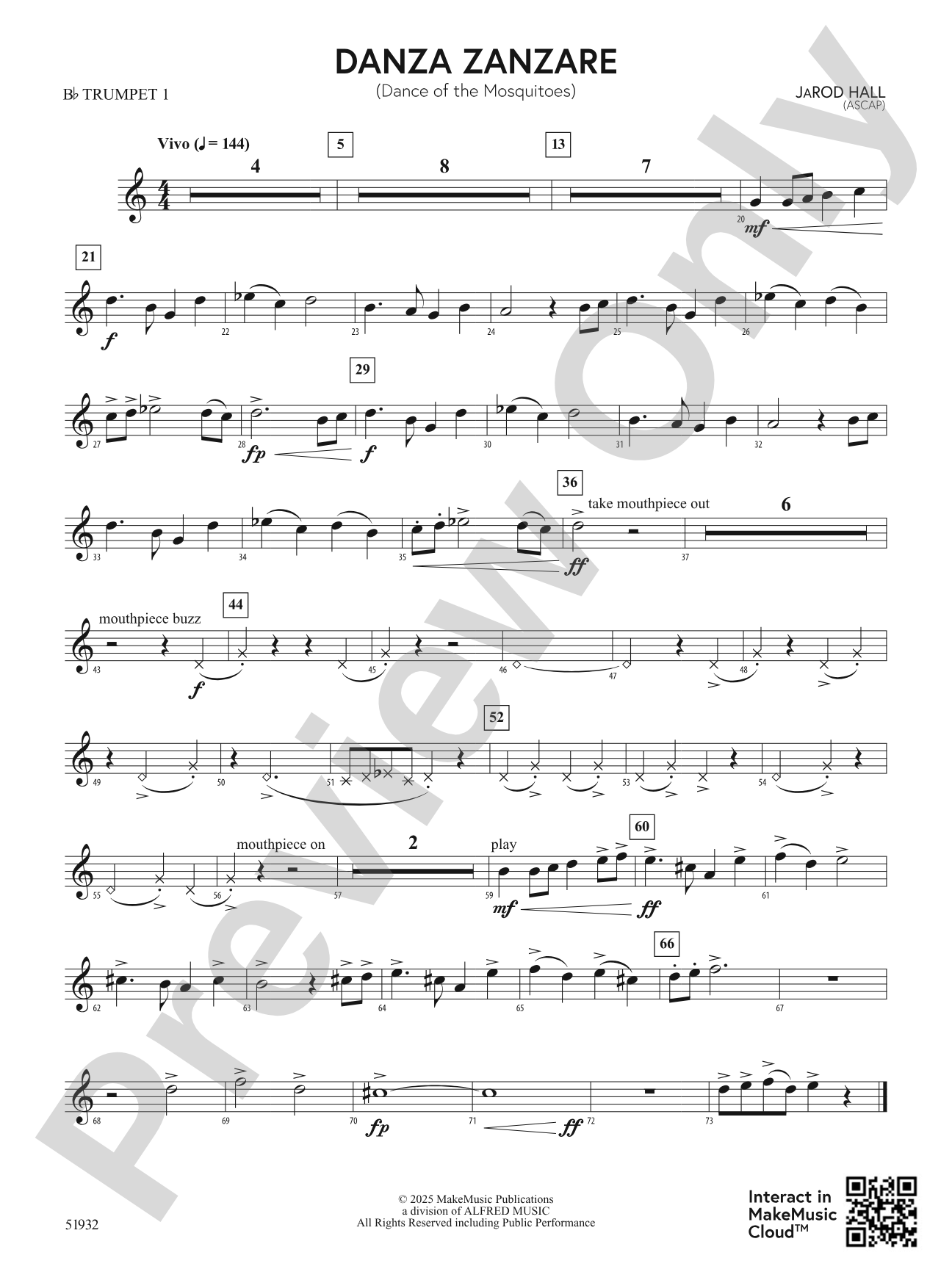 Danza Zanzare: 1st B-flat Trumpet