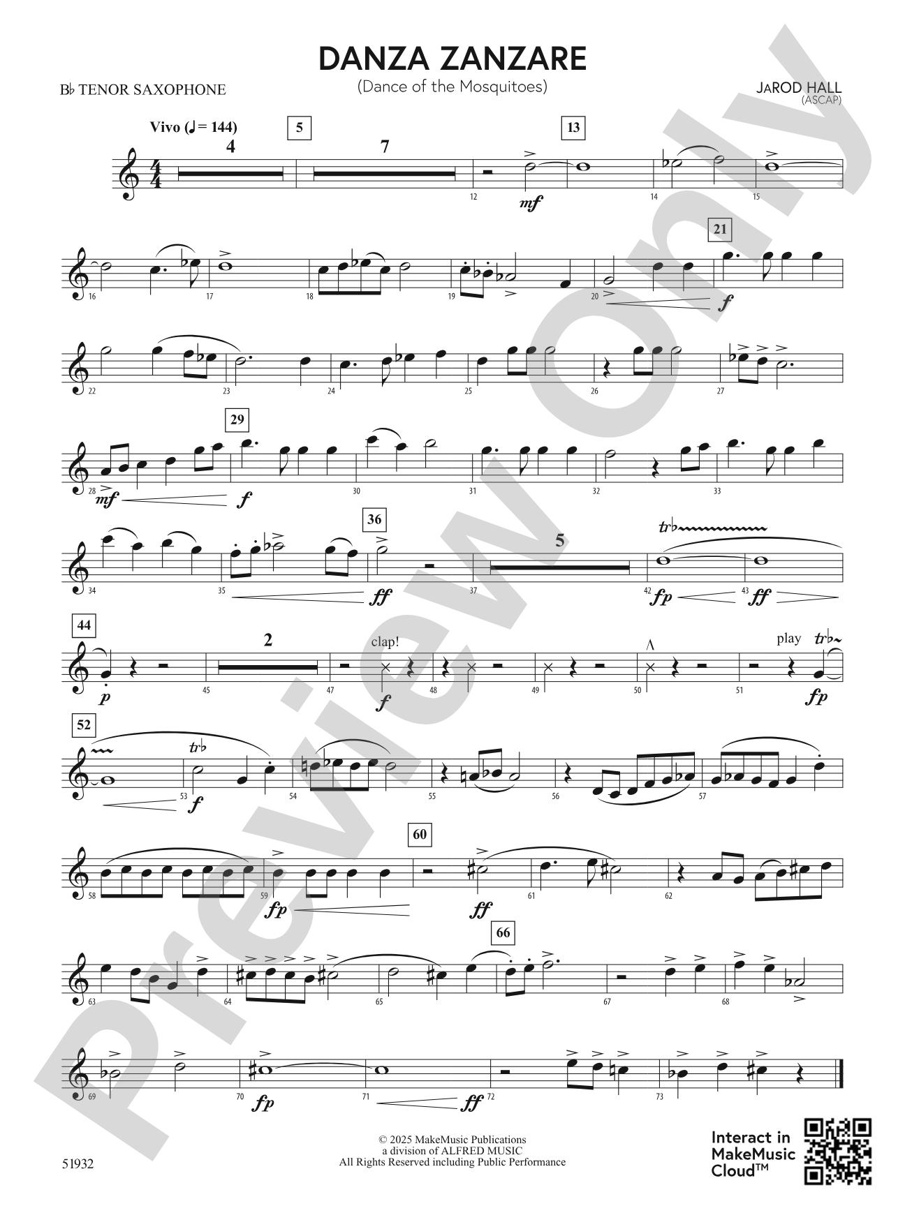 Danza Zanzare: B-flat Tenor Saxophone