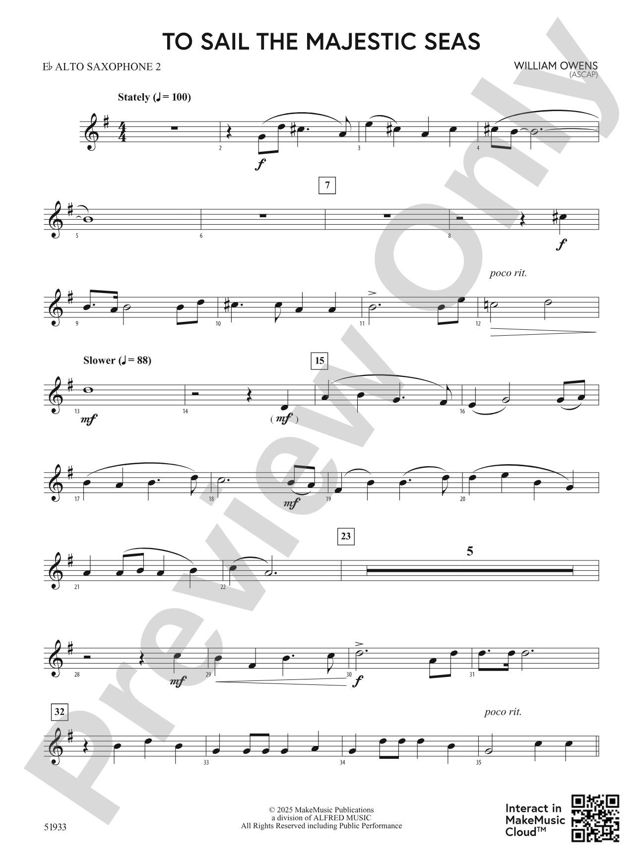 To Sail the Majestic Seas: 2nd E-flat Alto Saxophone