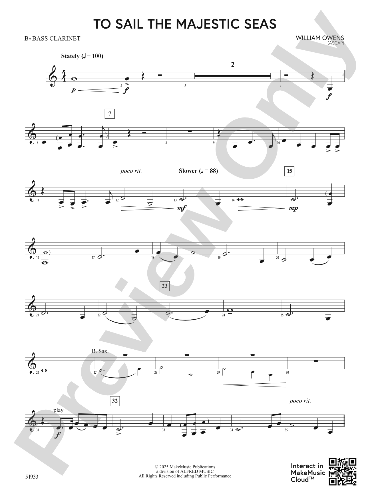 To Sail the Majestic Seas: B-flat Bass Clarinet