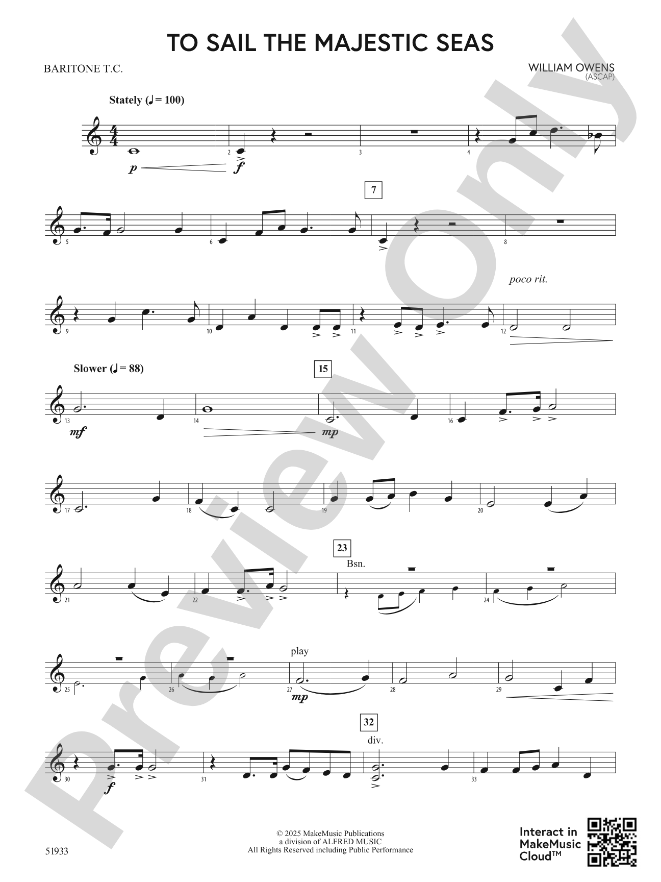 To Sail the Majestic Seas: Baritone T.C.