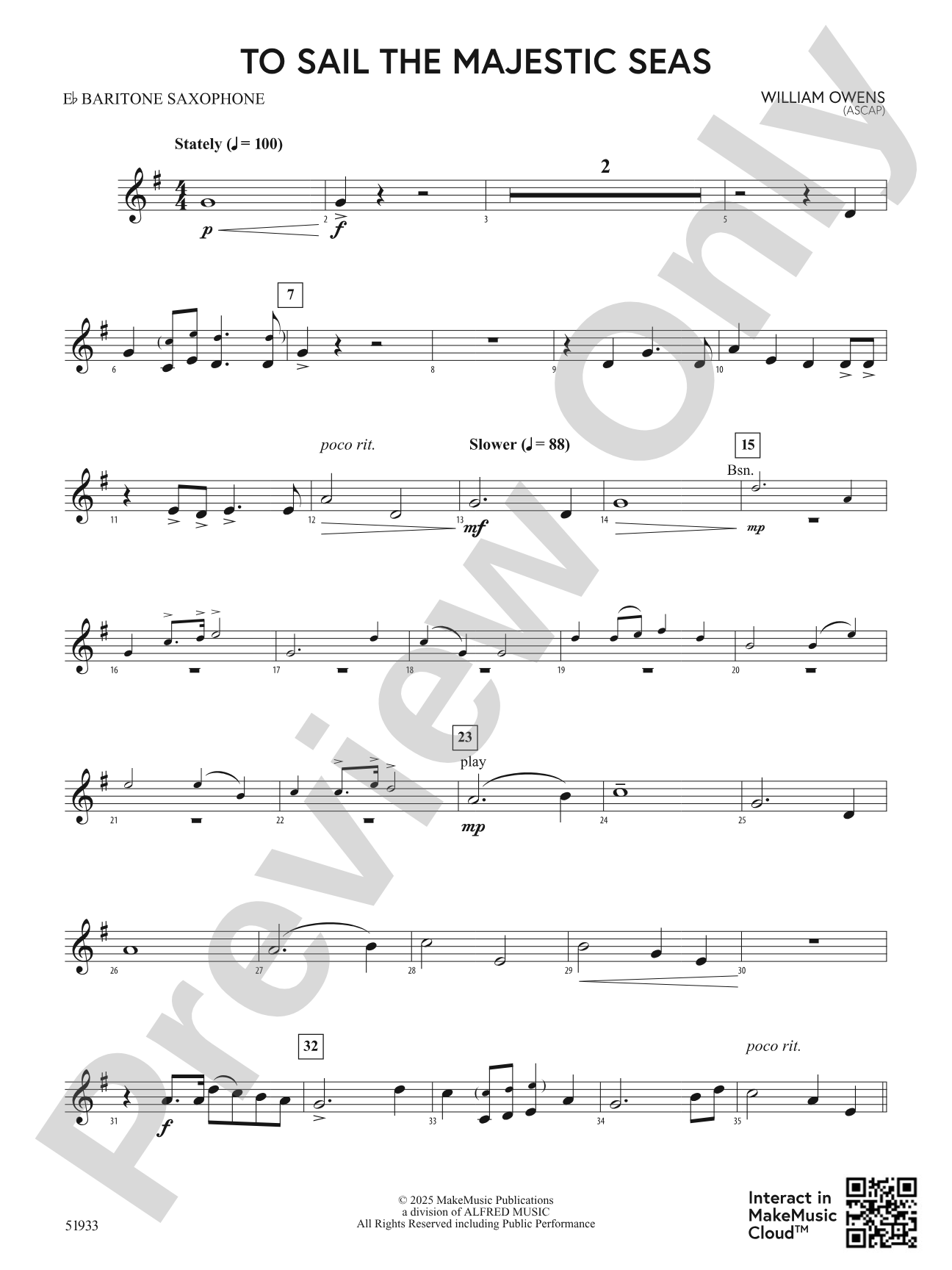 To Sail the Majestic Seas: E-flat Baritone Saxophone