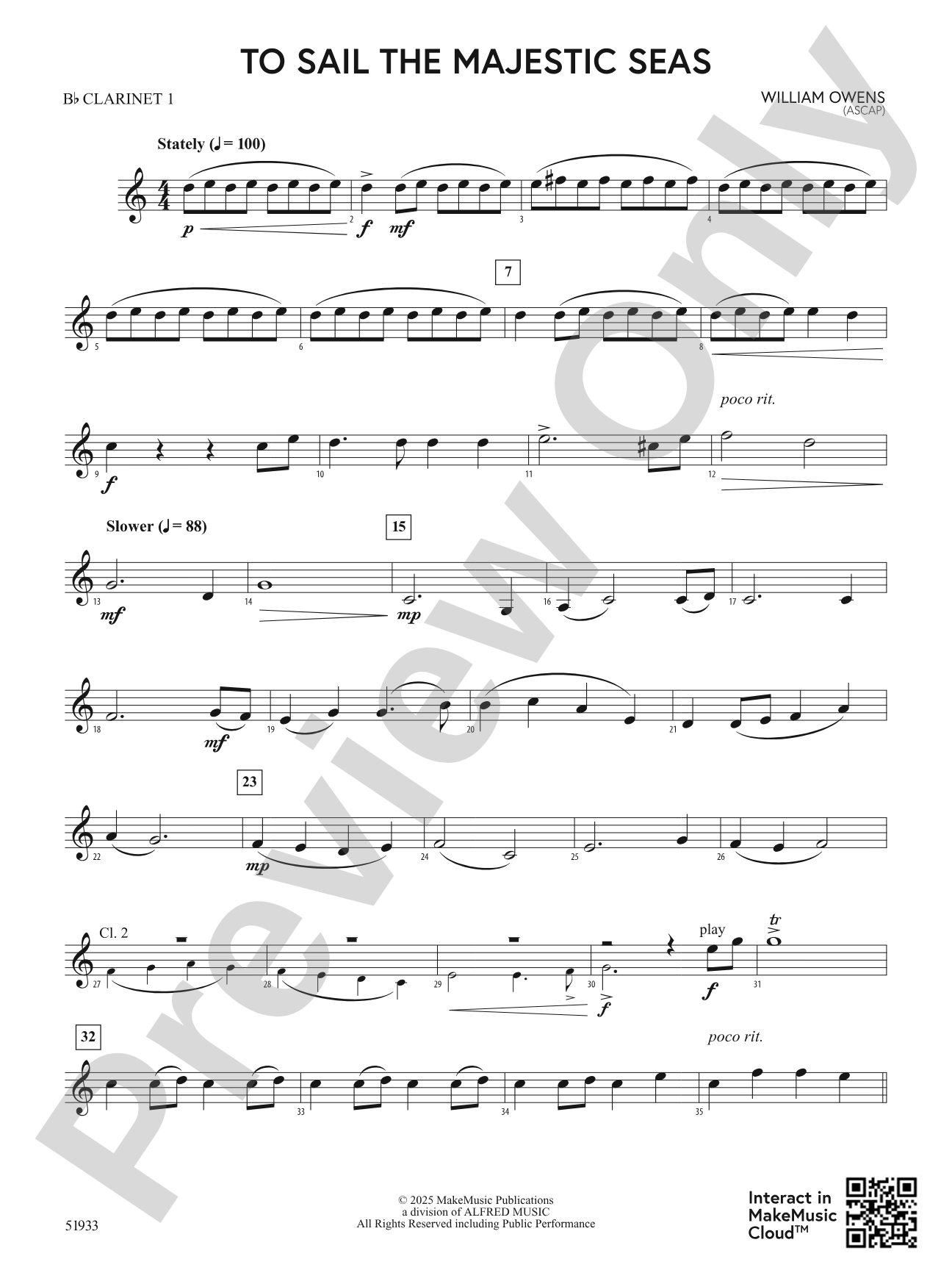 To Sail the Majestic Seas: 1st B-flat Clarinet