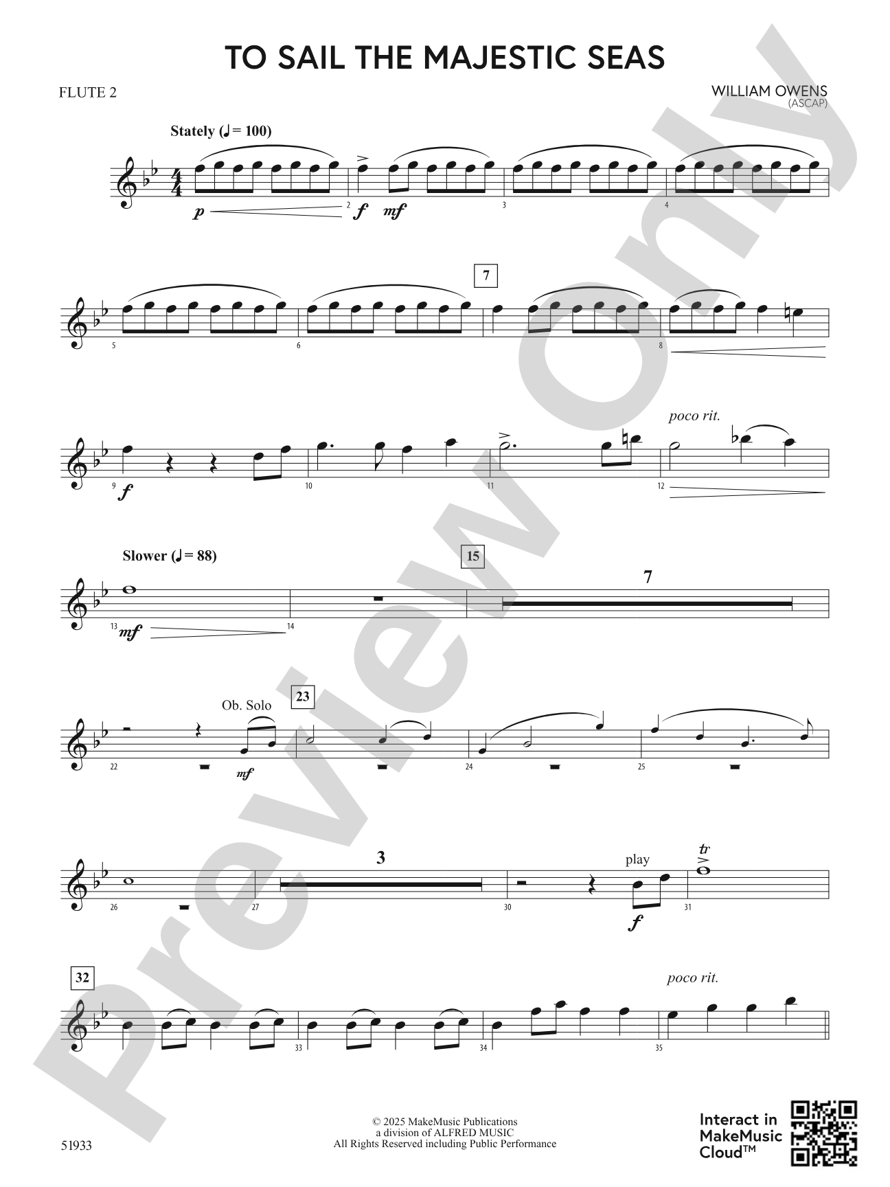 To Sail the Majestic Seas: 2nd Flute