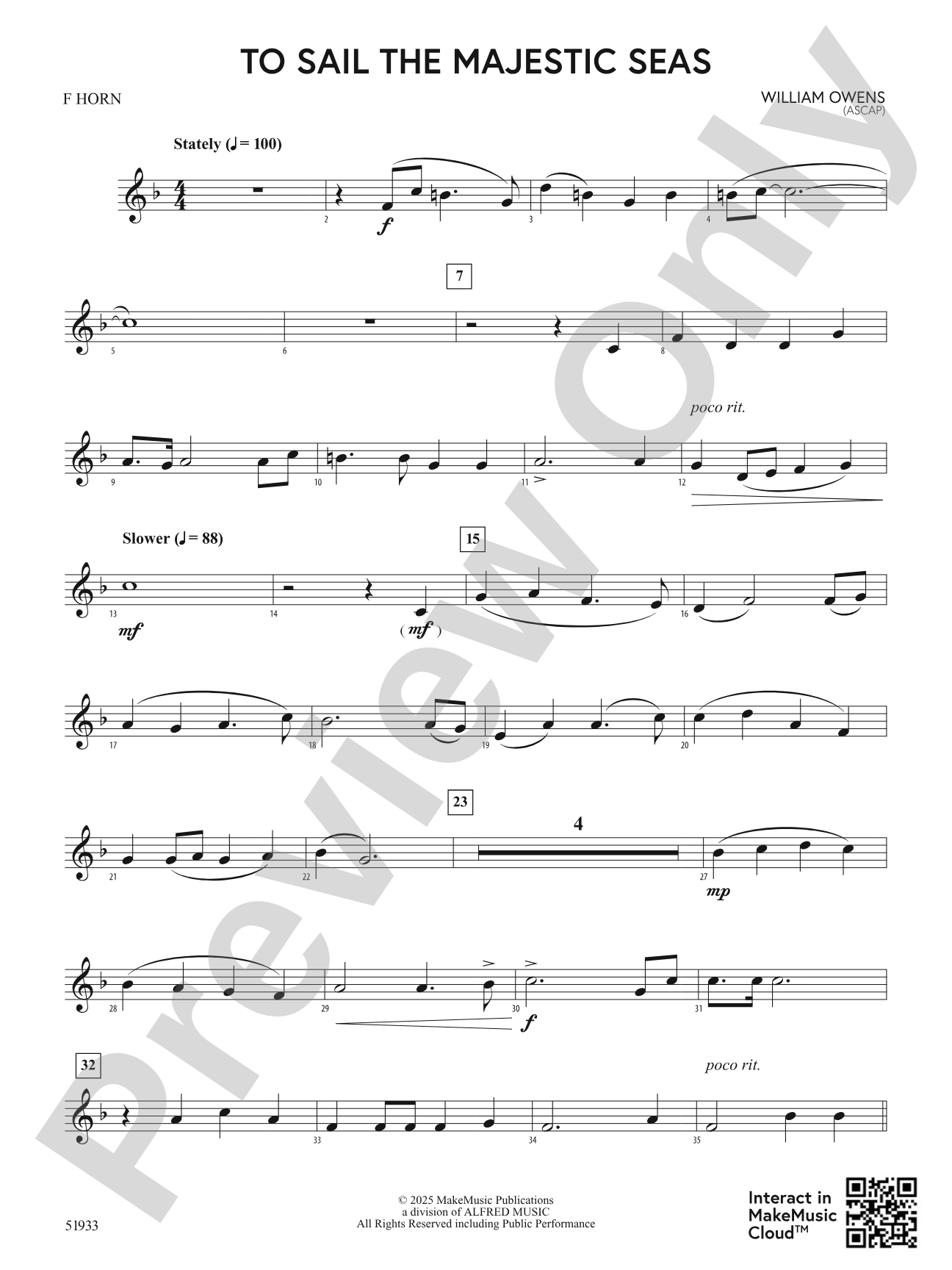 To Sail the Majestic Seas: 1st F Horn