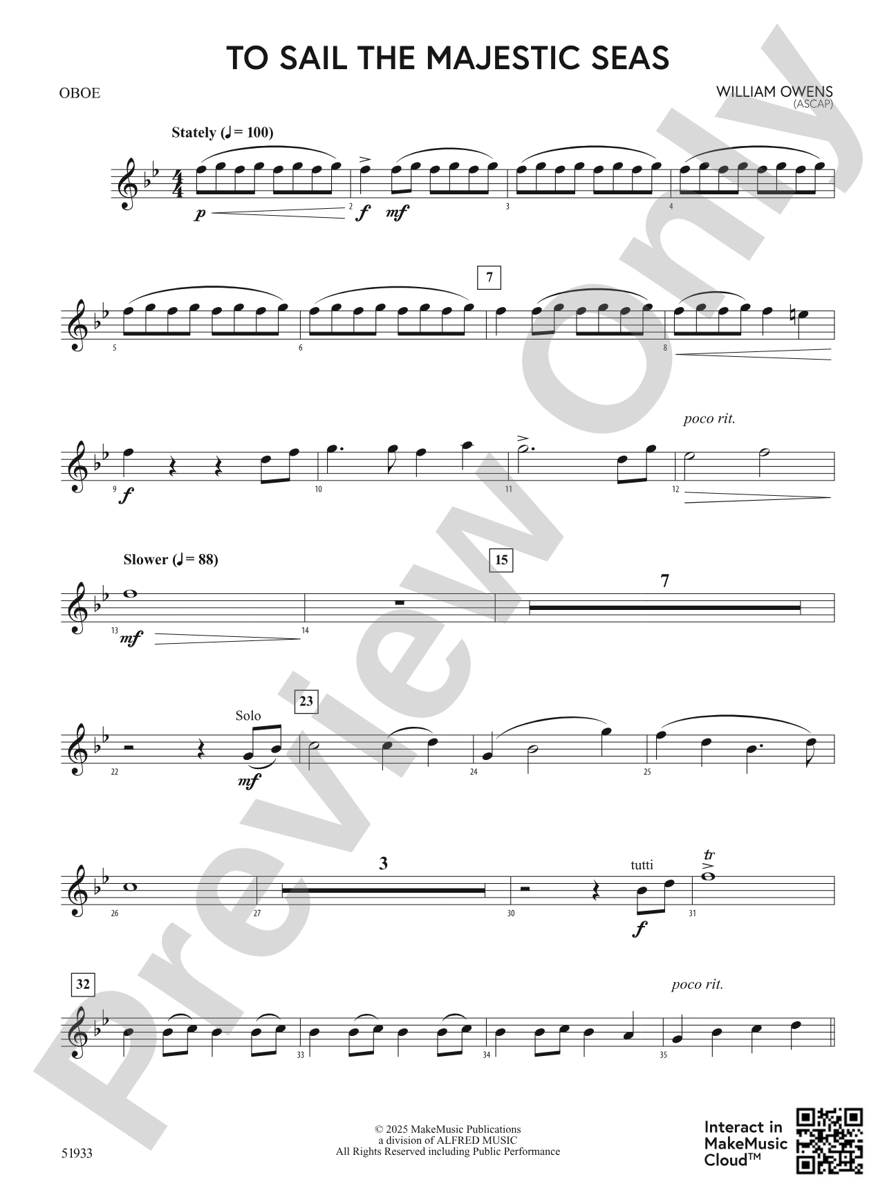 To Sail the Majestic Seas: Oboe