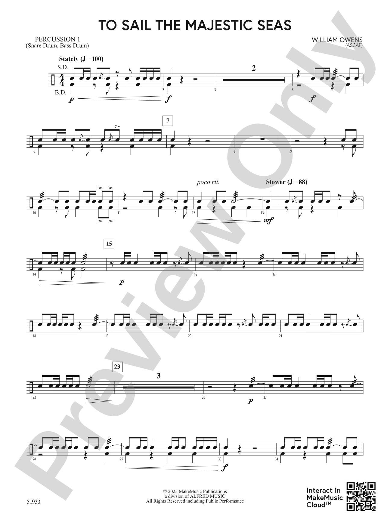 To Sail the Majestic Seas: 1st Percussion