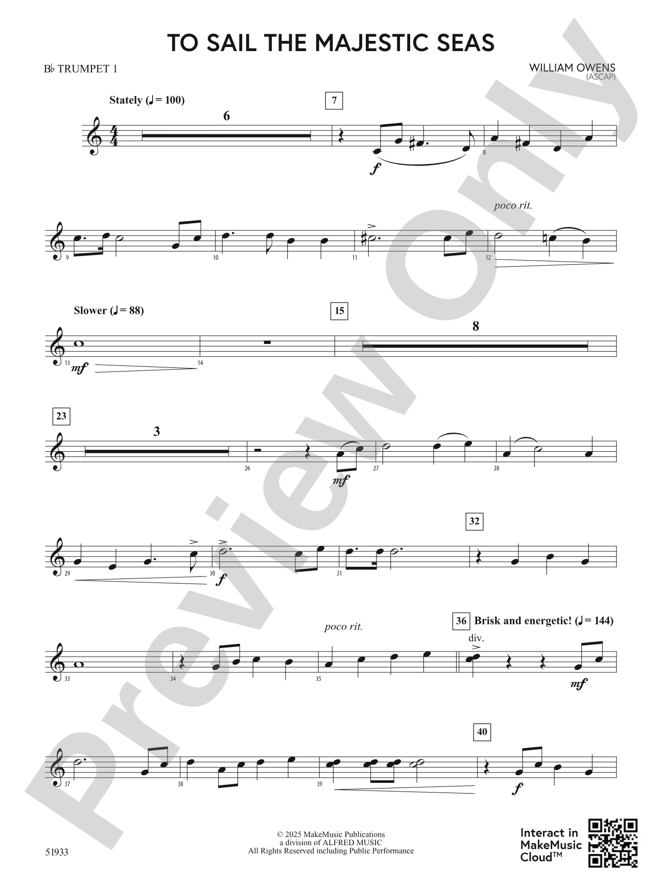 To Sail the Majestic Seas: 1st B-flat Trumpet