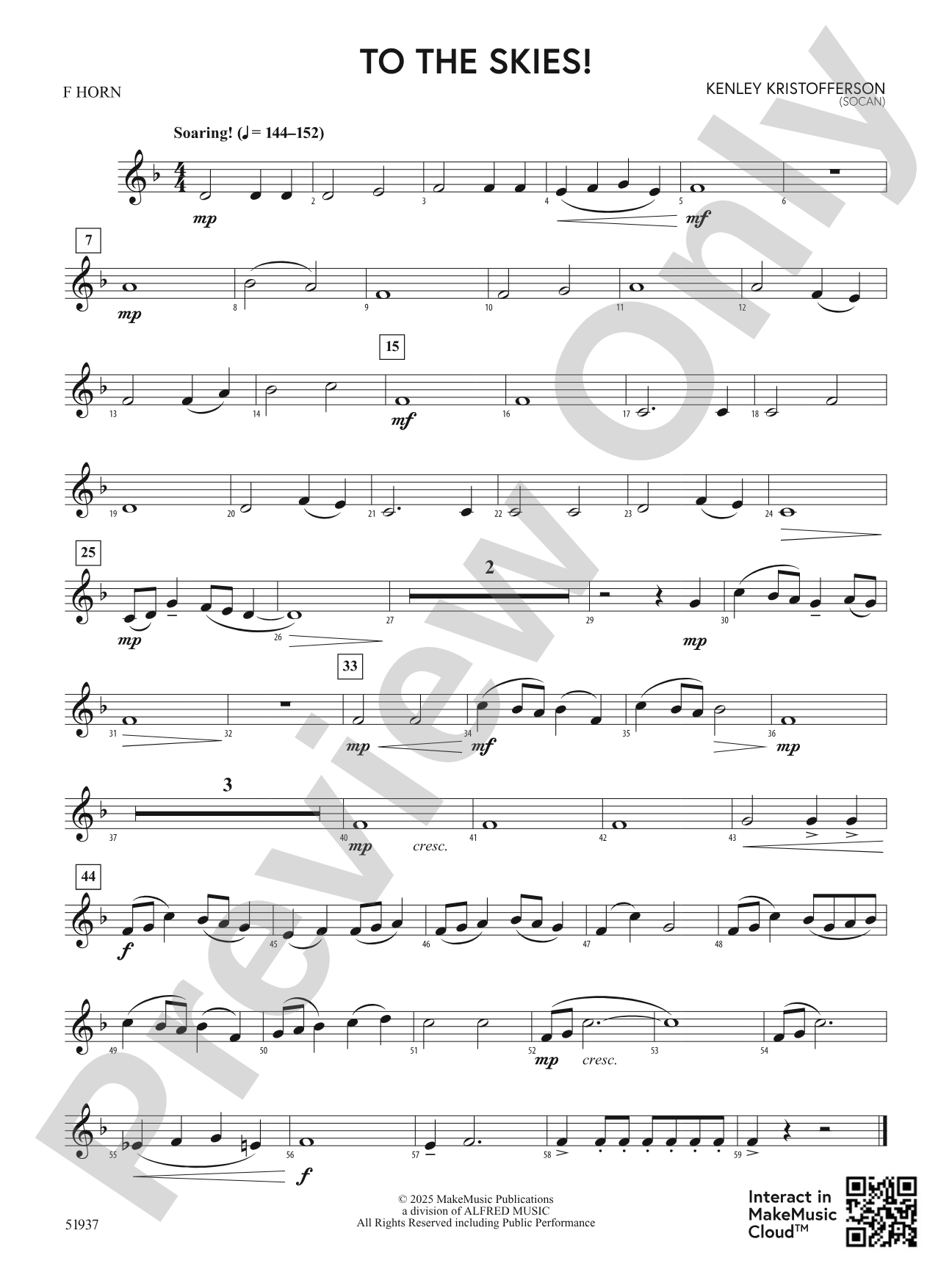 To the Skies!: 1st F Horn
