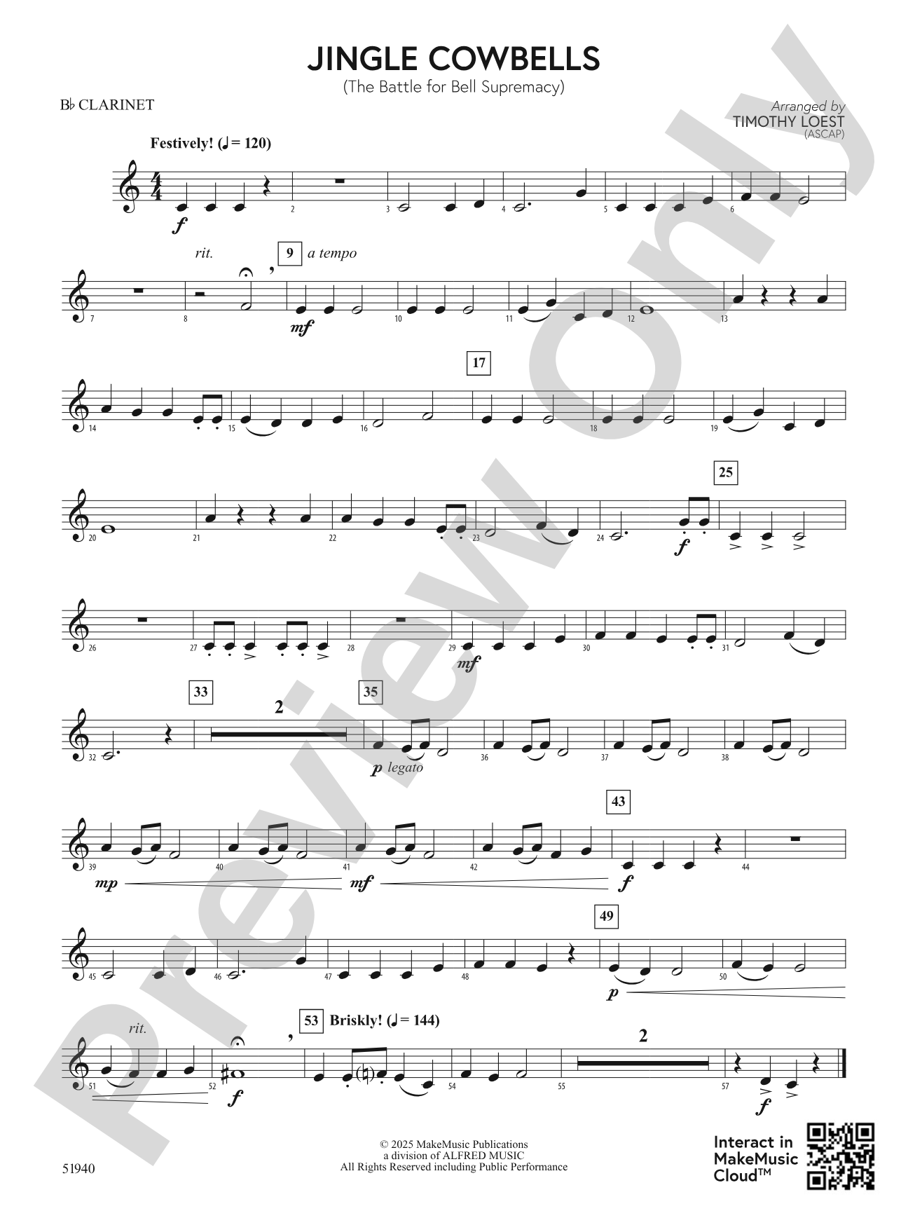 Jingle Cowbells: 1st B-flat Clarinet