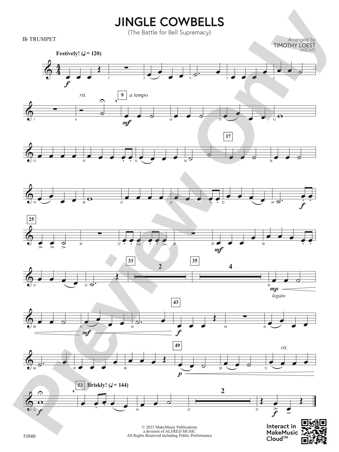 Jingle Cowbells: 1st B-flat Trumpet
