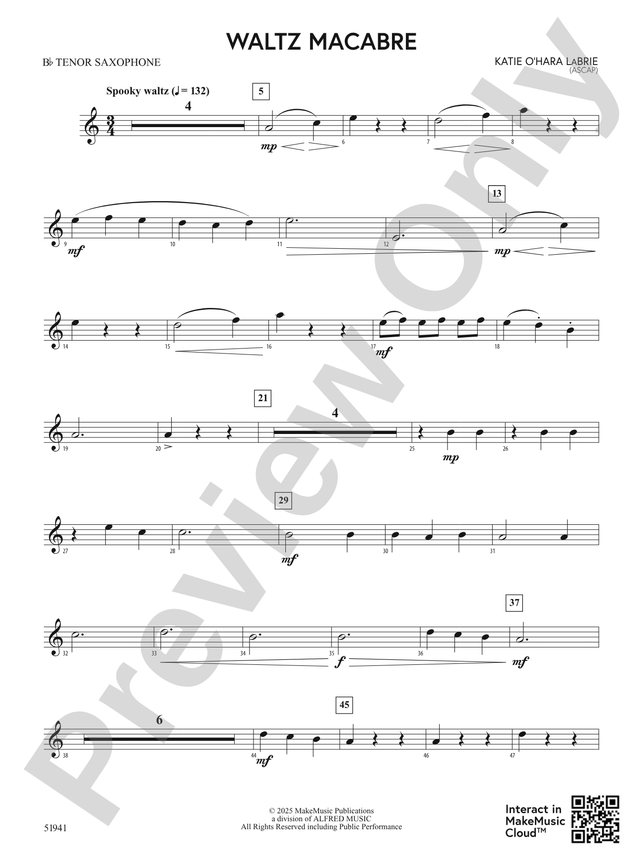Waltz Macabre: B-flat Tenor Saxophone