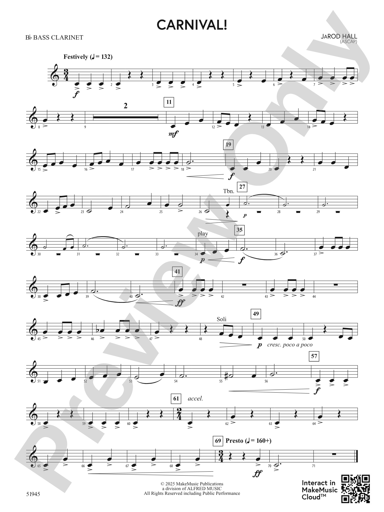 Carnival!: B-flat Bass Clarinet
